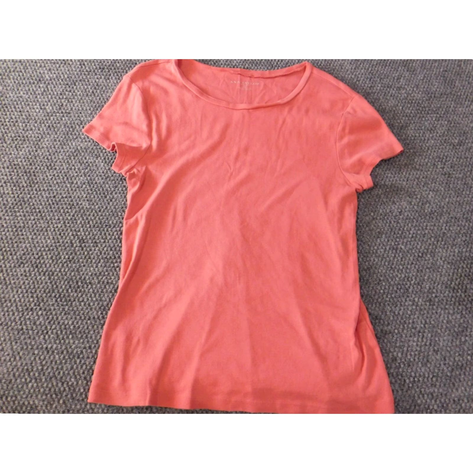 Ann Taylor Ann Taylor Womens Blouse XL Pink Crew Neck Pullover Short Sleeve Casual Regular 100% Cotton Ruffle Down Fabric Colorful Basic Top Shirt Size XL / US 12-14 / IT 48-50 - 2 Thumbnail