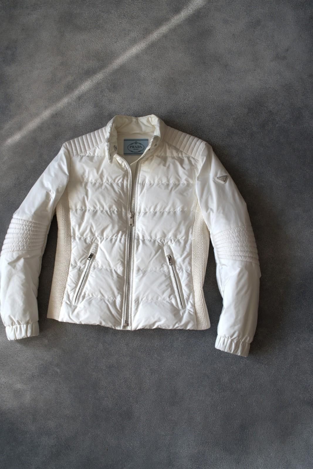 Prada Triangle Logo Puffer Down Jacket Women Bianco IT40
