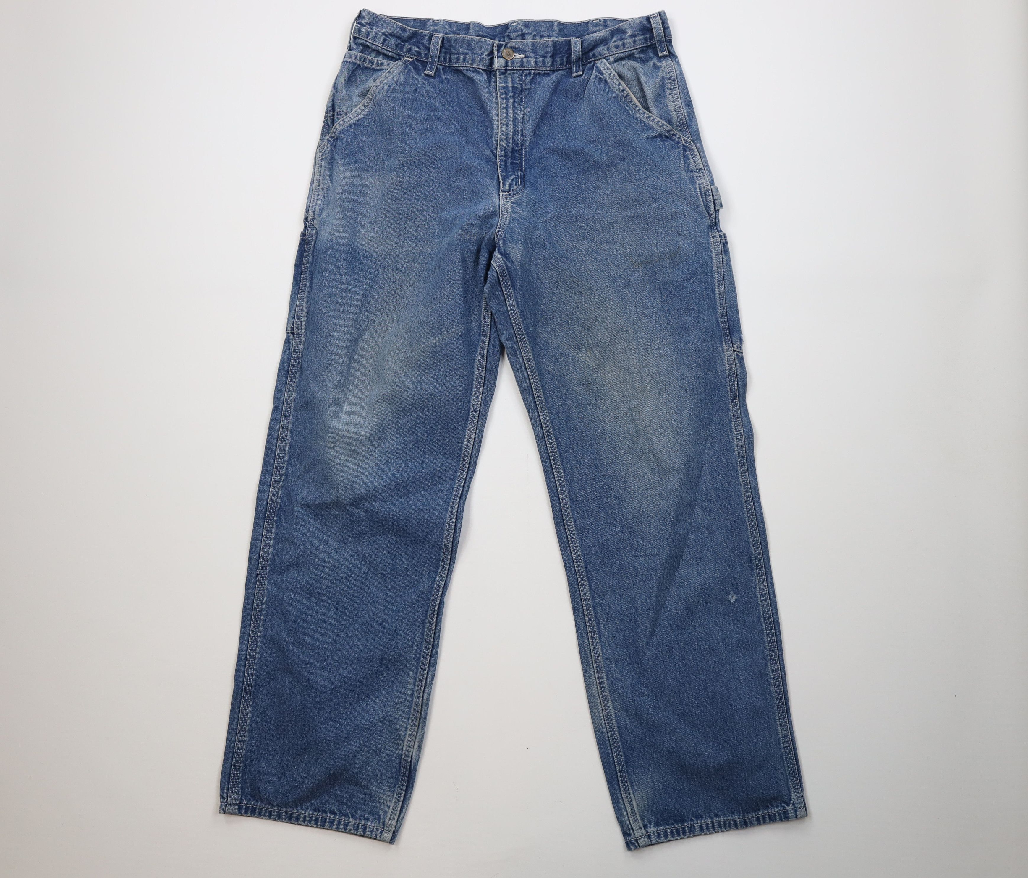 Vintage Y2K Carhartt Wide Leg Dungaree Denim Jeans Blue