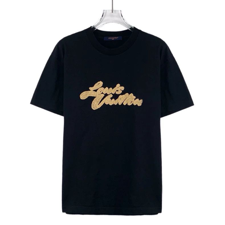 Louis Vuitton Louis Vuitton Black Logo Embroidered T-shirt Size US S / EU 44-46 / 1 - 1 Thumbnail