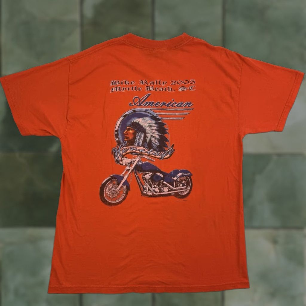 Jerzees VINTAGE Biker Rally T Shirt Adult Large Orange 2005 Myrtle Beach SC Heritage Y2K T-Shirt Mens L Orange Biker Motorcycle USA Y2K Size US L / EU 52-54 / 3 - 1 Thumbnail