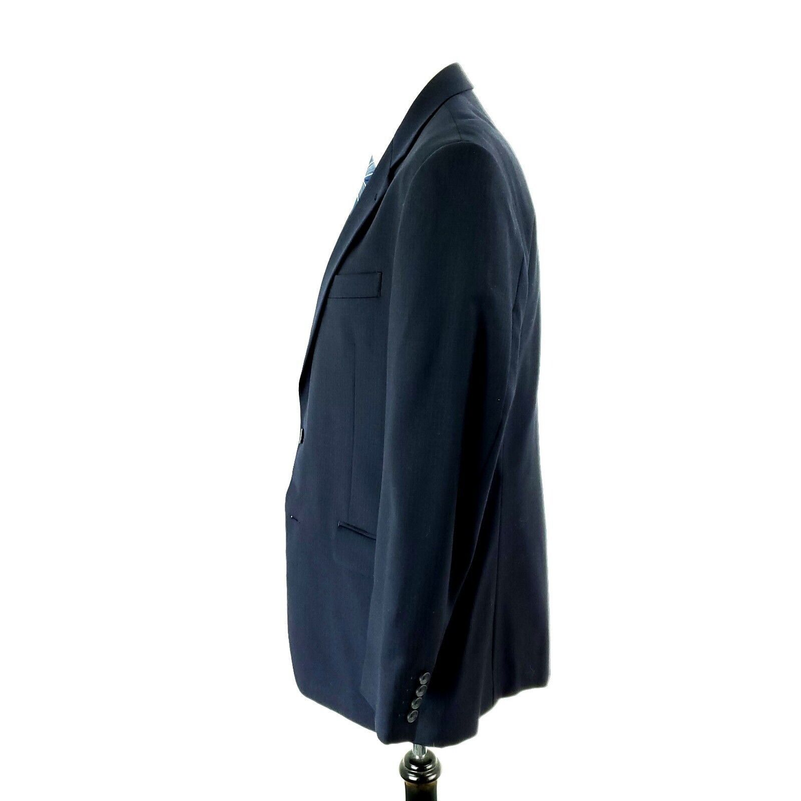 Nautica Nautica Wool 2 Button Blazer 40R Blue Herringbone Sport Coat Size 40R - 4 Thumbnail