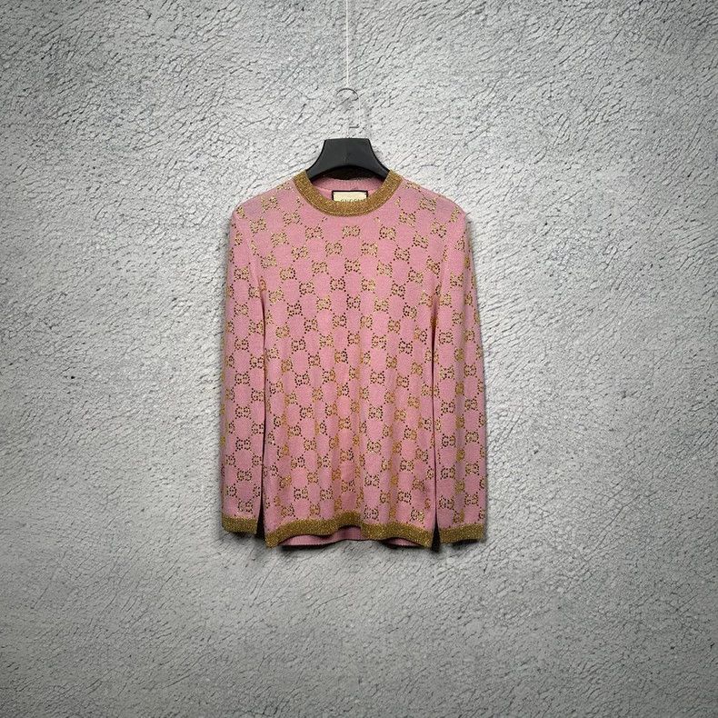 GucciPink gold edge double G full printing hot diamond logo