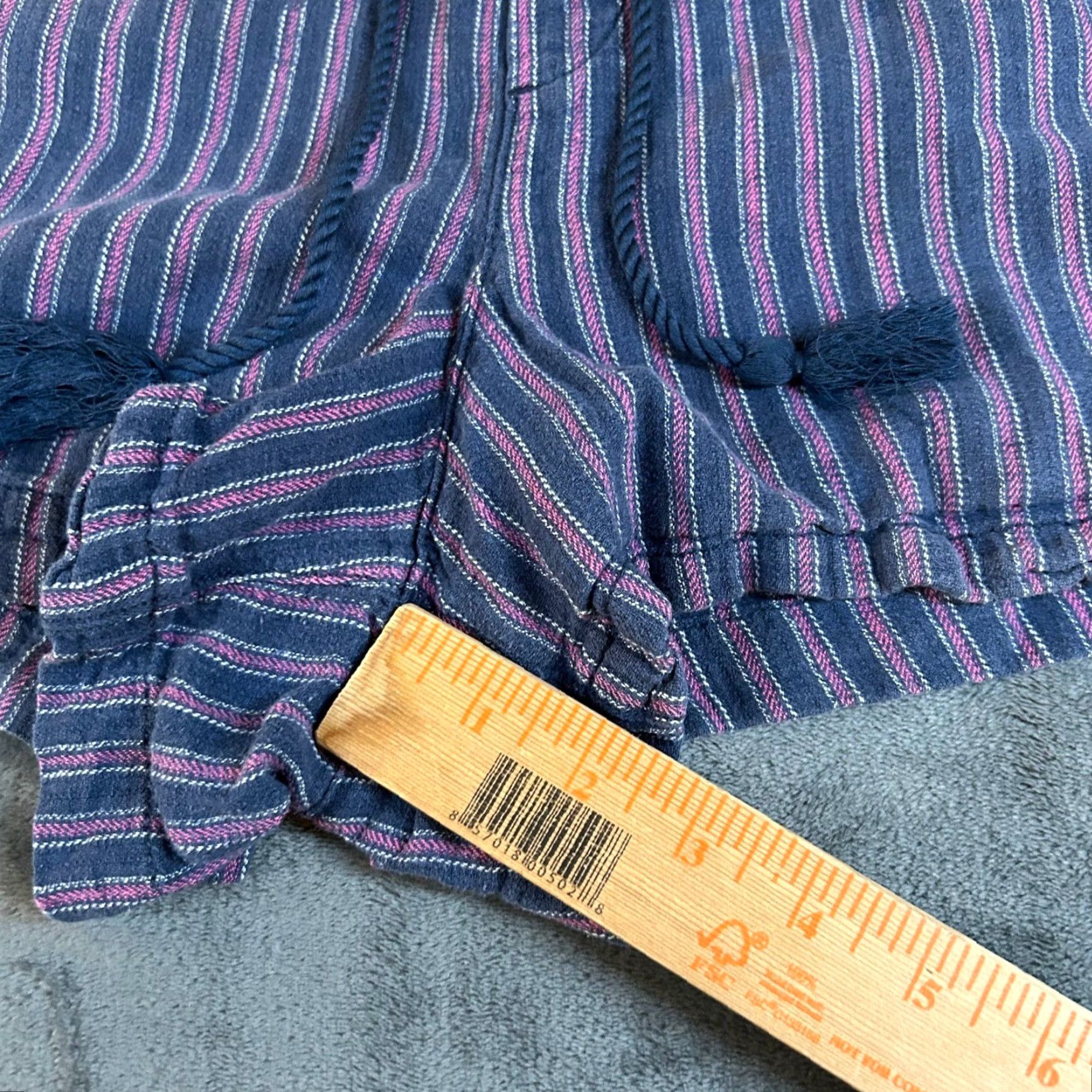 Gap GAP Striped Shorts Blue Purple Drawstring Linen Blend Casual Womens XL Size 40" / US 18 - 6 Thumbnail