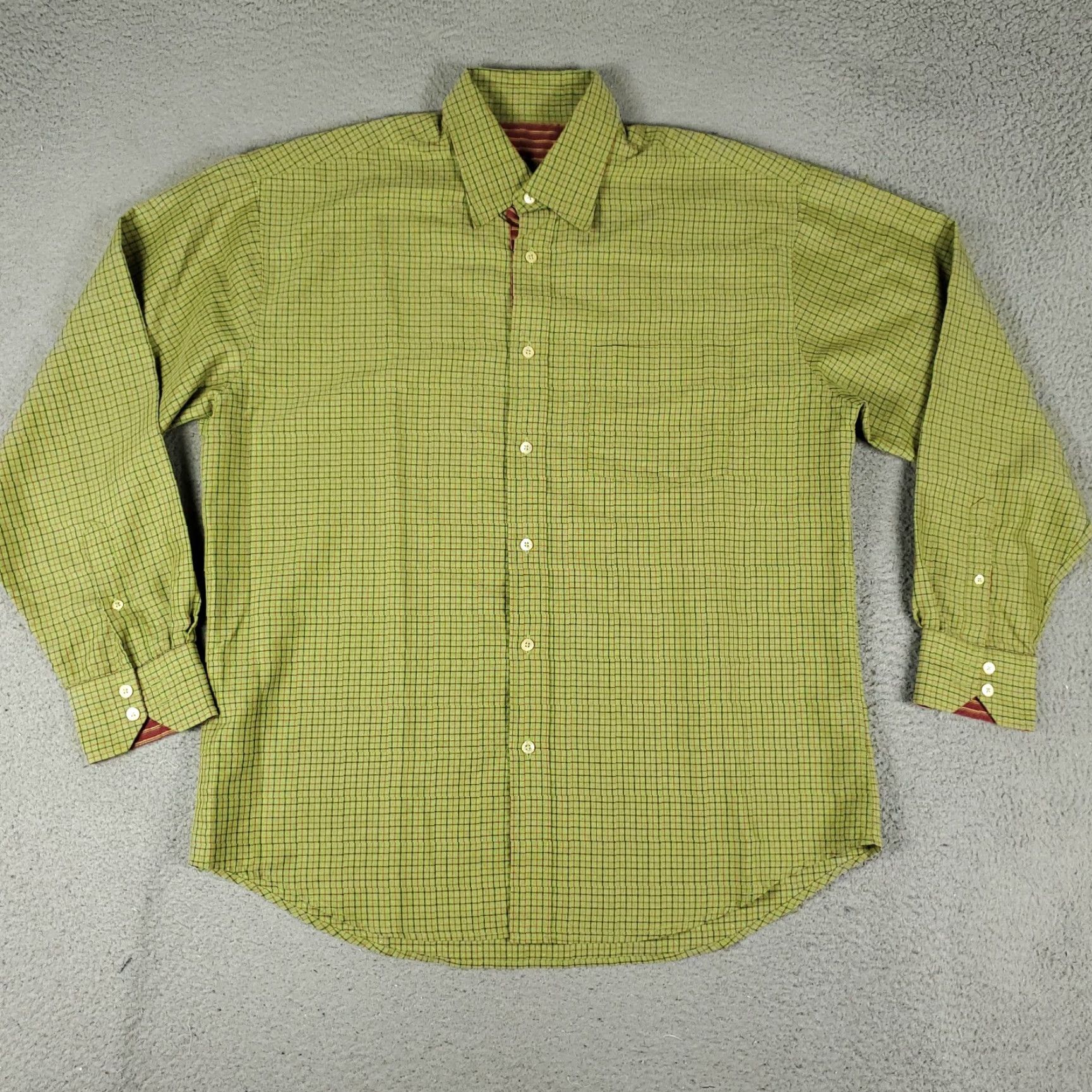 BUGATCHI VINTAGE Bugatchi Shirt Mens Large Green Check Casual Button-Up Long Sleeve Size US L / EU 52-54 / 3 - 3 Thumbnail