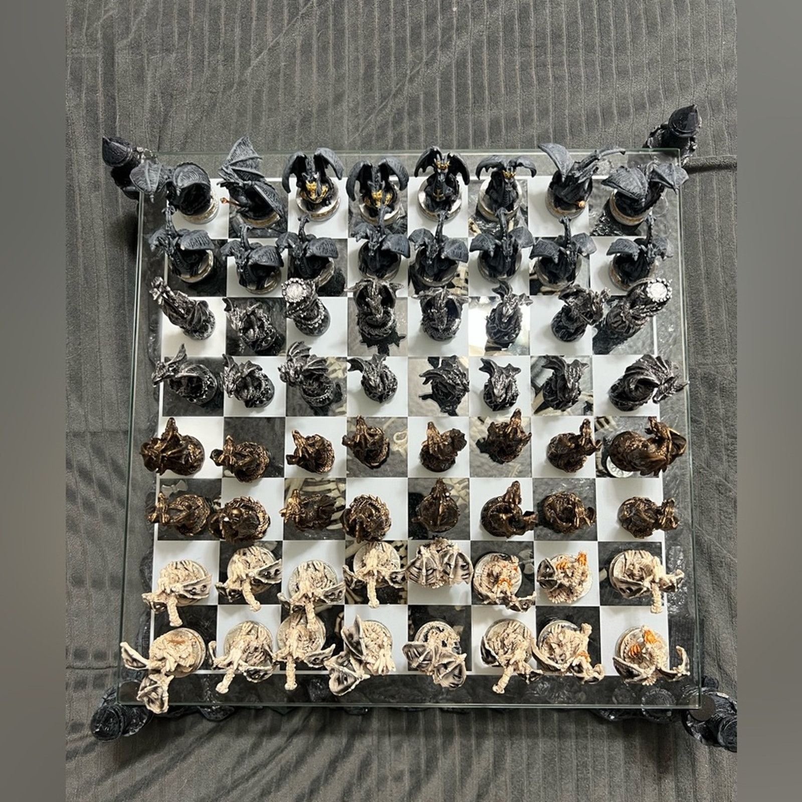 Other Chess Set Base 3D Dragons Fantasy Glass Board - 4 SETS Size ONE SIZE - 2 Thumbnail