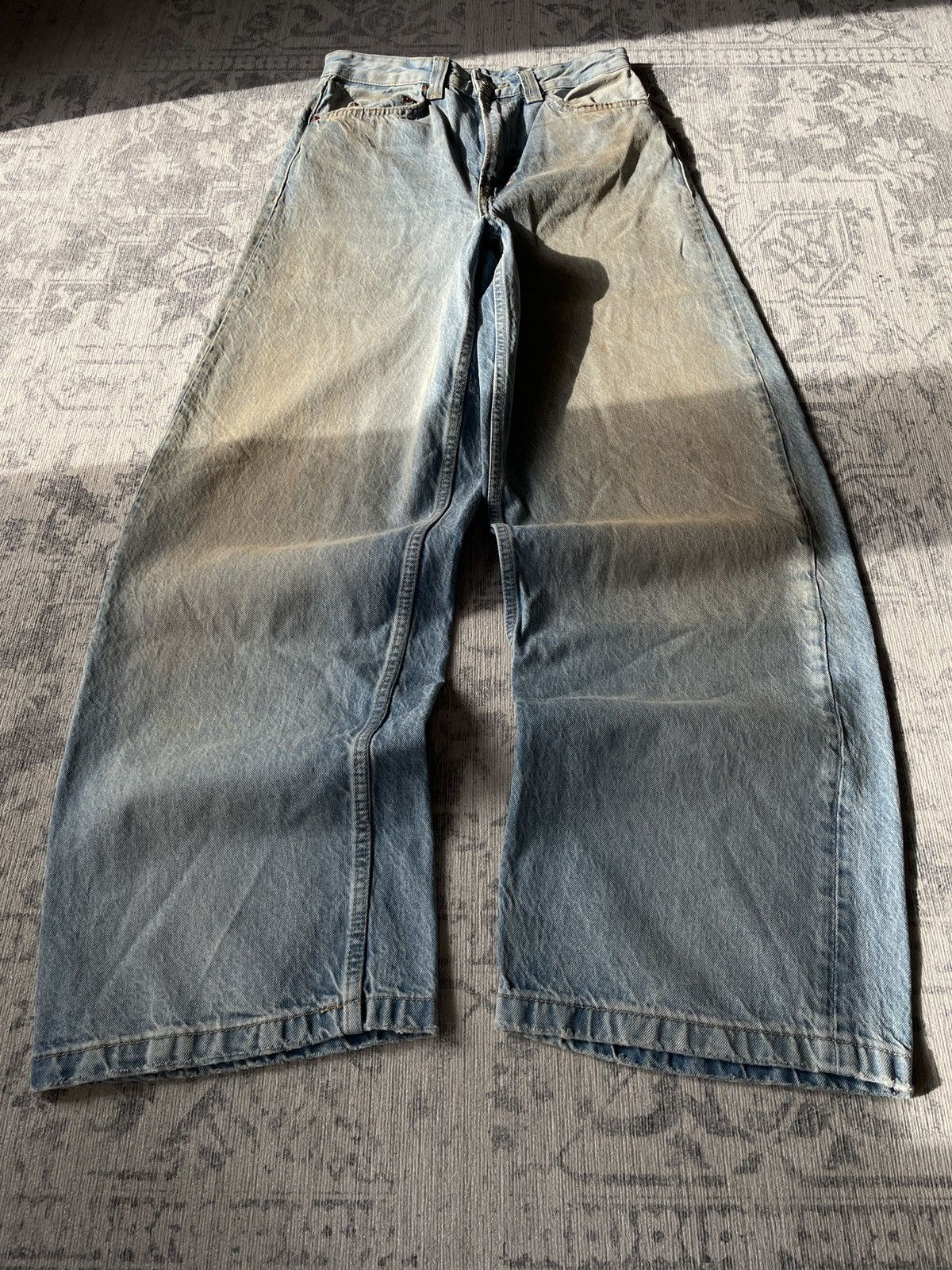 Pre-owned Hysteric Glamour X If Six Was Nine Distressed Washed Faded Denim Dirty Painted Baggy Wide Jeans