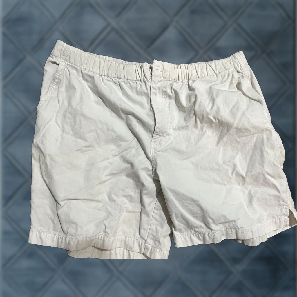 Izod IZOD Chino Shorts Mens Large White Flat Front Drawstring Cotton Size US 33 - 1 Thumbnail