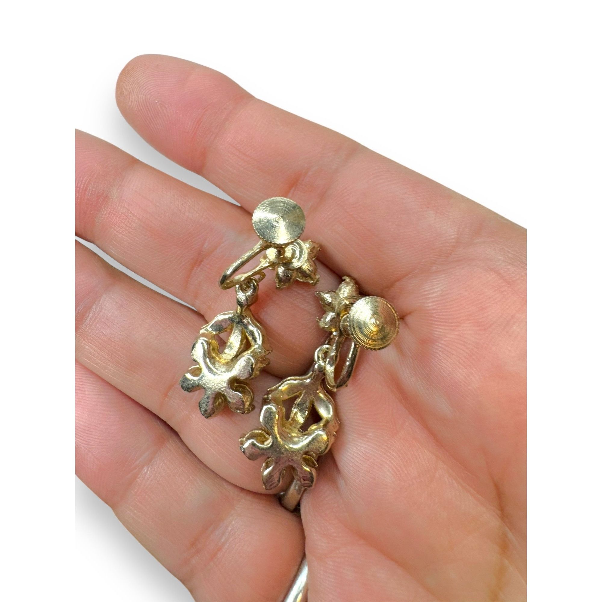 Vintage Vintage Blue Crystal Rhinestone & Faux Pearl Clip-On Earring Size ONE SIZE - 8 Thumbnail