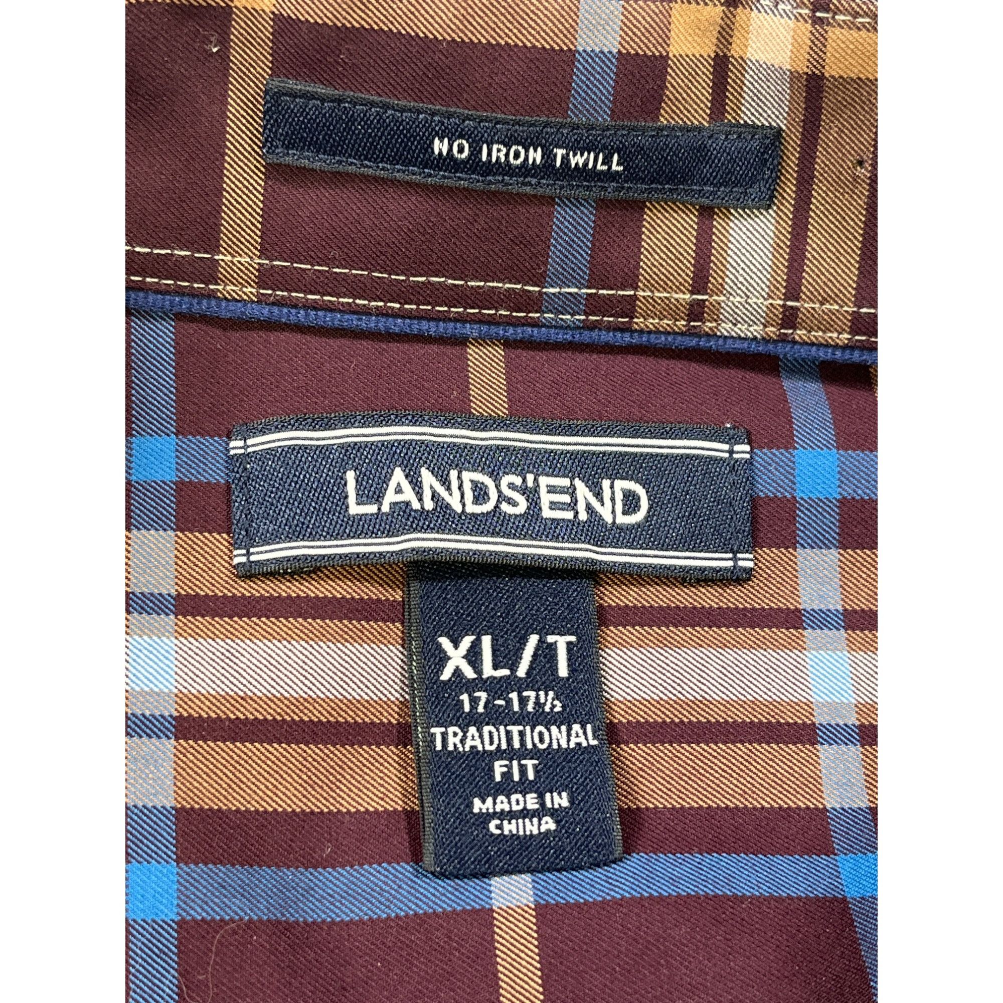 Lands' End Lands End SKU 7608 Mens Button Down Plaid Shirt Size XL Size US XL / EU 56 / 4 - 13 Thumbnail