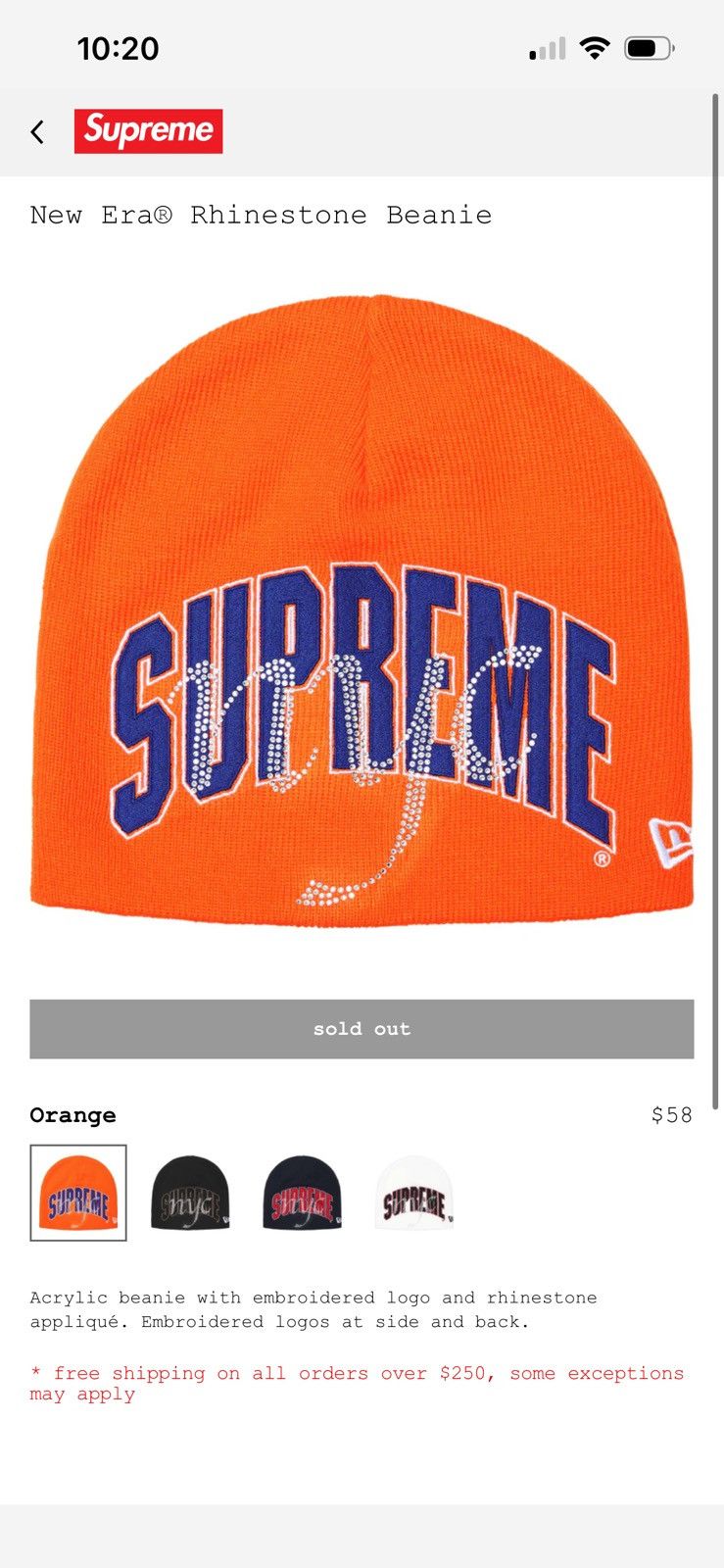 Supreme Supreme New Era Rhinestone Beanie Orange SS26 | Grailed