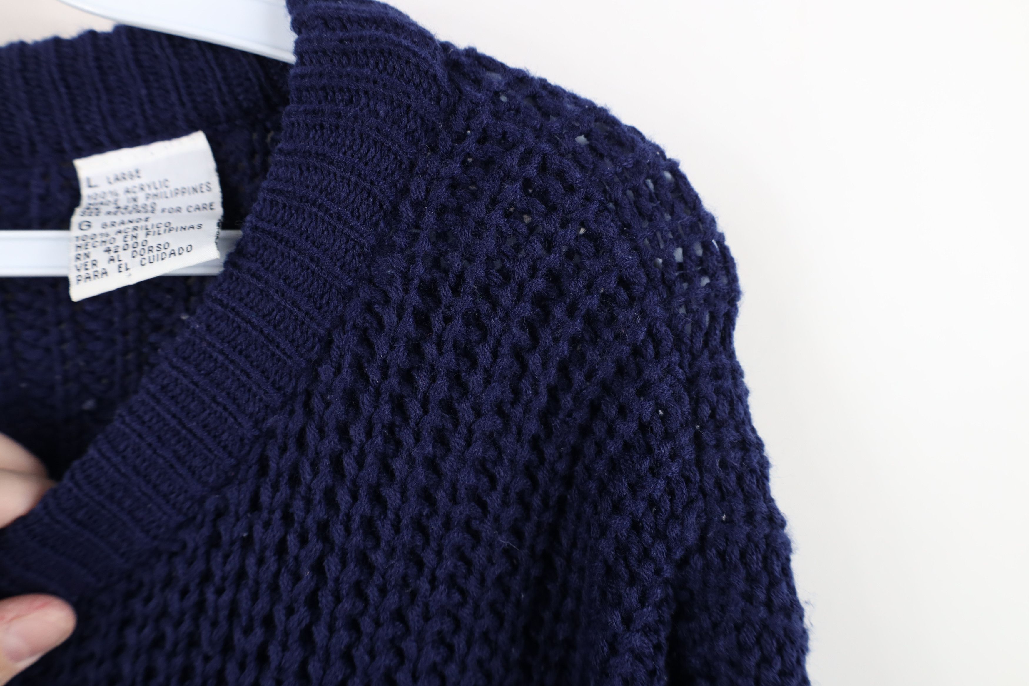 Vintage Vintage 90s Streetwear Ribbed Knit Crewneck Sweater Blue Size US L / EU 52-54 / 3 - 5 Thumbnail