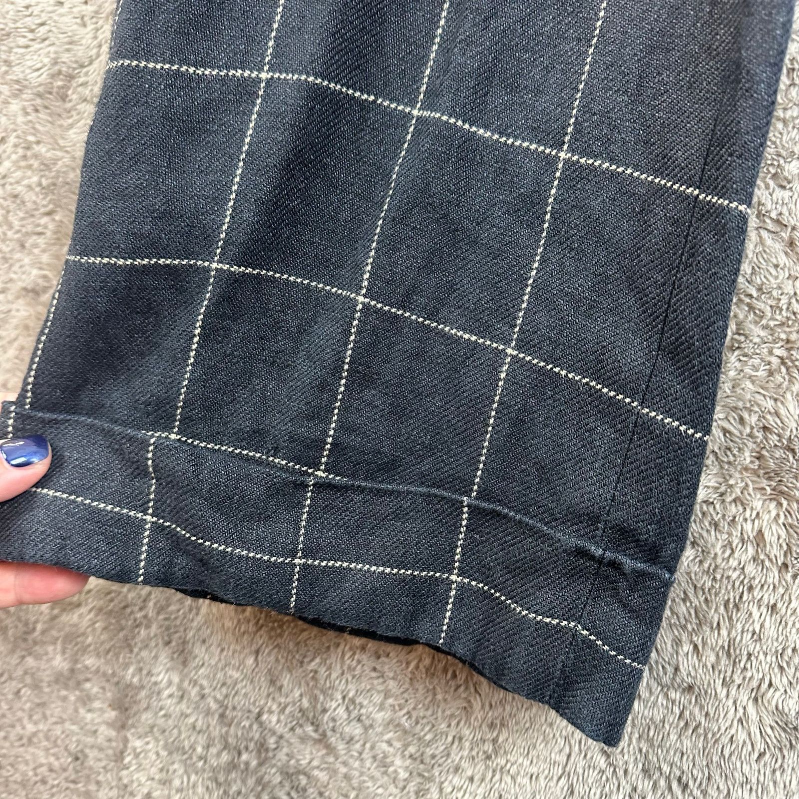 Lauren Ralph Lauren LRL Ralph Lauren Gray 14 Linen Windowpane Plaid Cuffed Pants Size 36" / US 14 / IT 50 - 5 Thumbnail