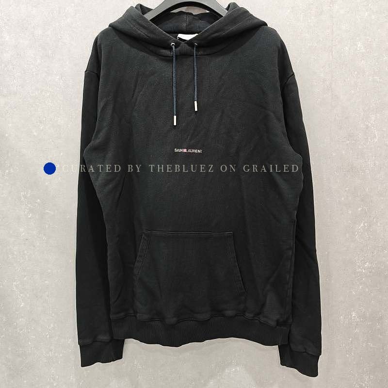 Saint Laurent Paris Black Hooded Sweatshirt with Drawstrings Size US L / EU 52-54 / 3 - 1 Thumbnail
