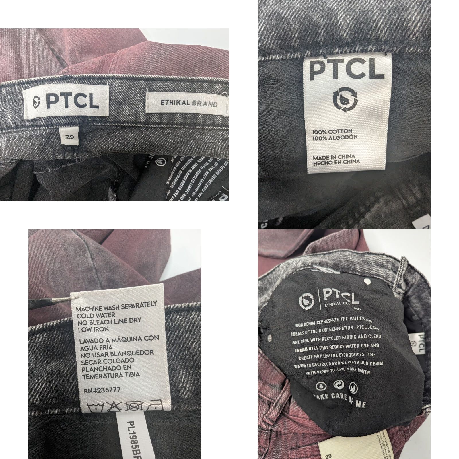 Vintage PTCL Jeans Red Brand PTCL Coated Denim 29 Skater Streetwear Y2K Overdye Regular Women Jeans Size 29" - 9 Thumbnail