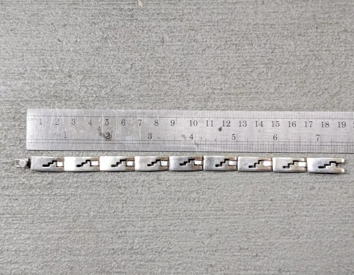 Jewelry Stainless Steel Bracelet Taxco Mexico Rectangle Panel Size ONE SIZE - 18 Thumbnail