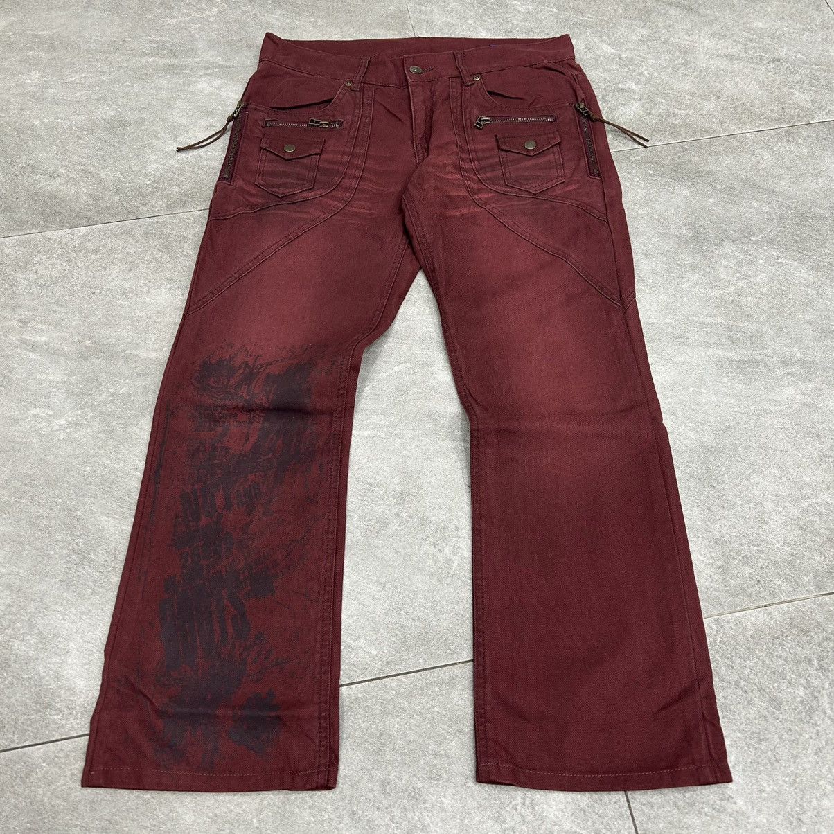 semanticdesign Vintage 90s Semanticdesign Flared Burgundy Pants Size US 34 / EU 50 - 2 Thumbnail