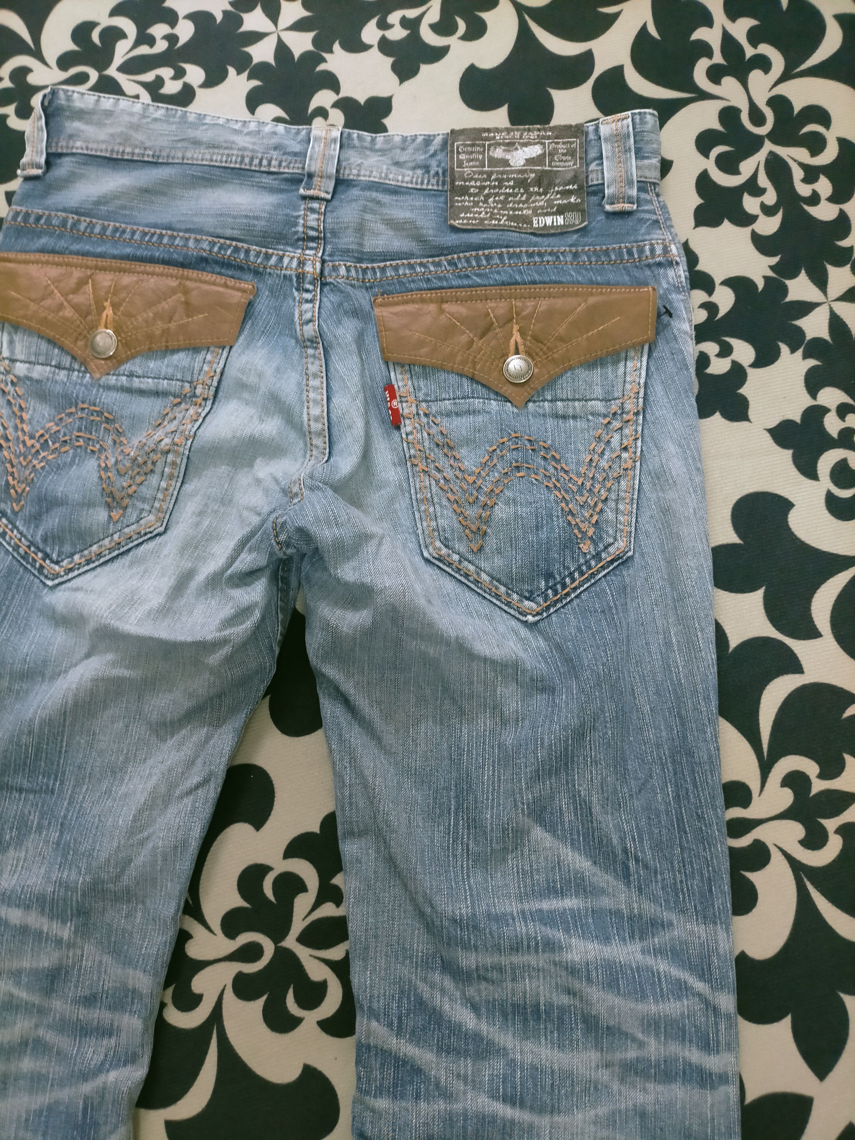 Edwin × Le Grande Bleu (L.G.B.) 🔥Flared🔥 Edwin xv Thrashed Patchwork Jeans Size US 32 / EU 48 - 7 Thumbnail