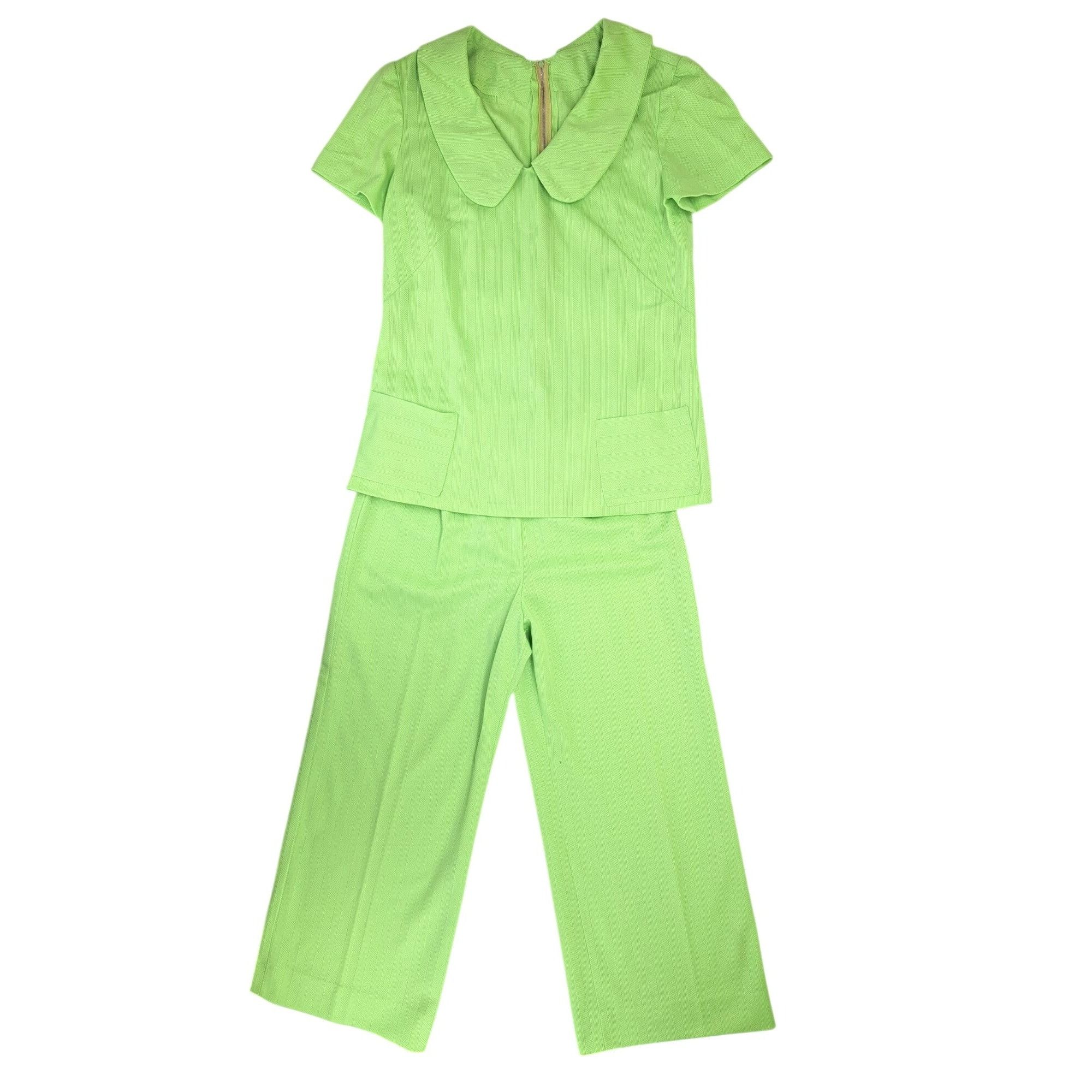Handmade Vintage Handmade Pant Suit Polyester Top Crop Pants Women L Size L / US 10 / IT 46 - 2 Thumbnail