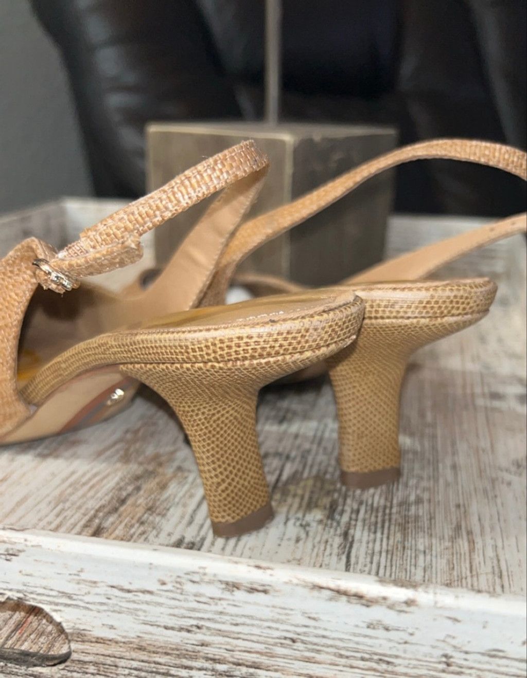 Sam Edelman Women's Sam Edelman Gold Woven Slingback Heels Size 6 Size US 6 / IT 36 - 3 Thumbnail