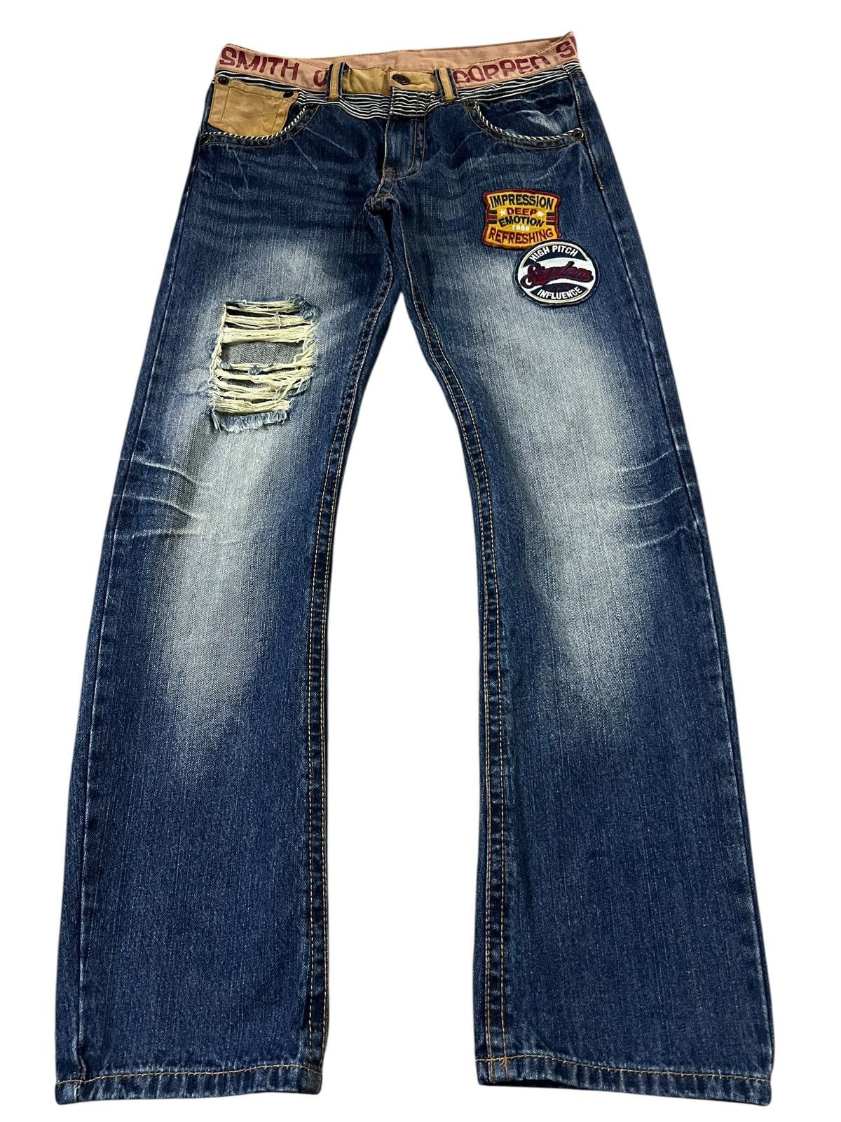 Japanese Brand 💥Smith Cooper Distress Patchwork Japanese Jean Size US 31 - 1 Thumbnail