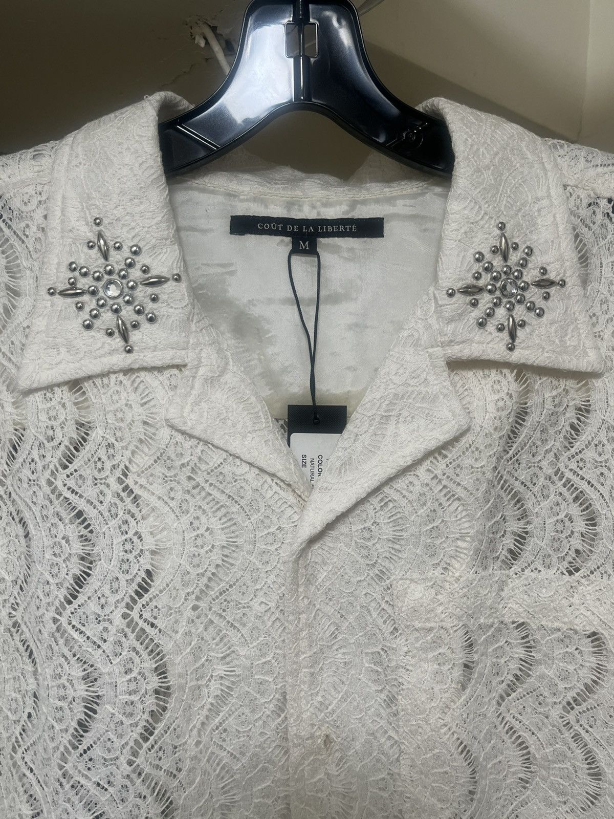 Cout de la Liberte Robbie Embellished Lace Bowling Shirt Sz Small Size US M / EU 48-50 / 2 - 6 Thumbnail