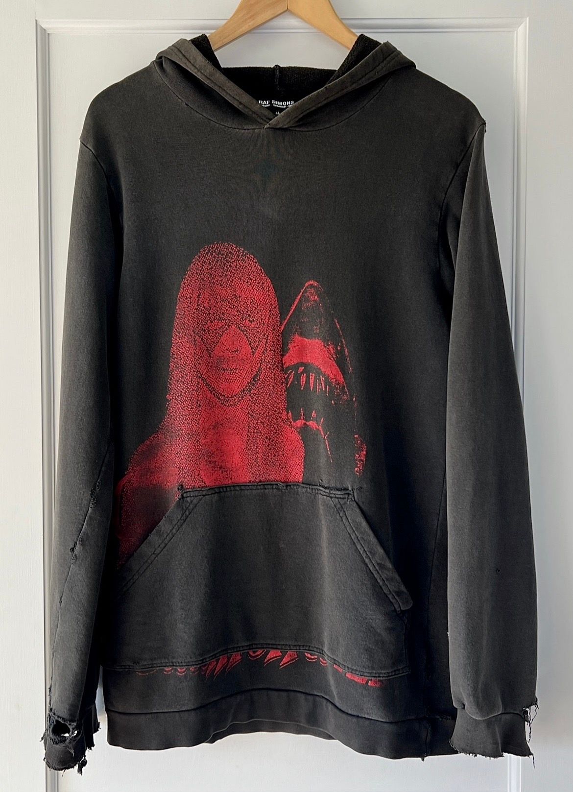 Raf Simons SS2003 Raf Simons Consumed Red Penelope Distressed Hoodie ...