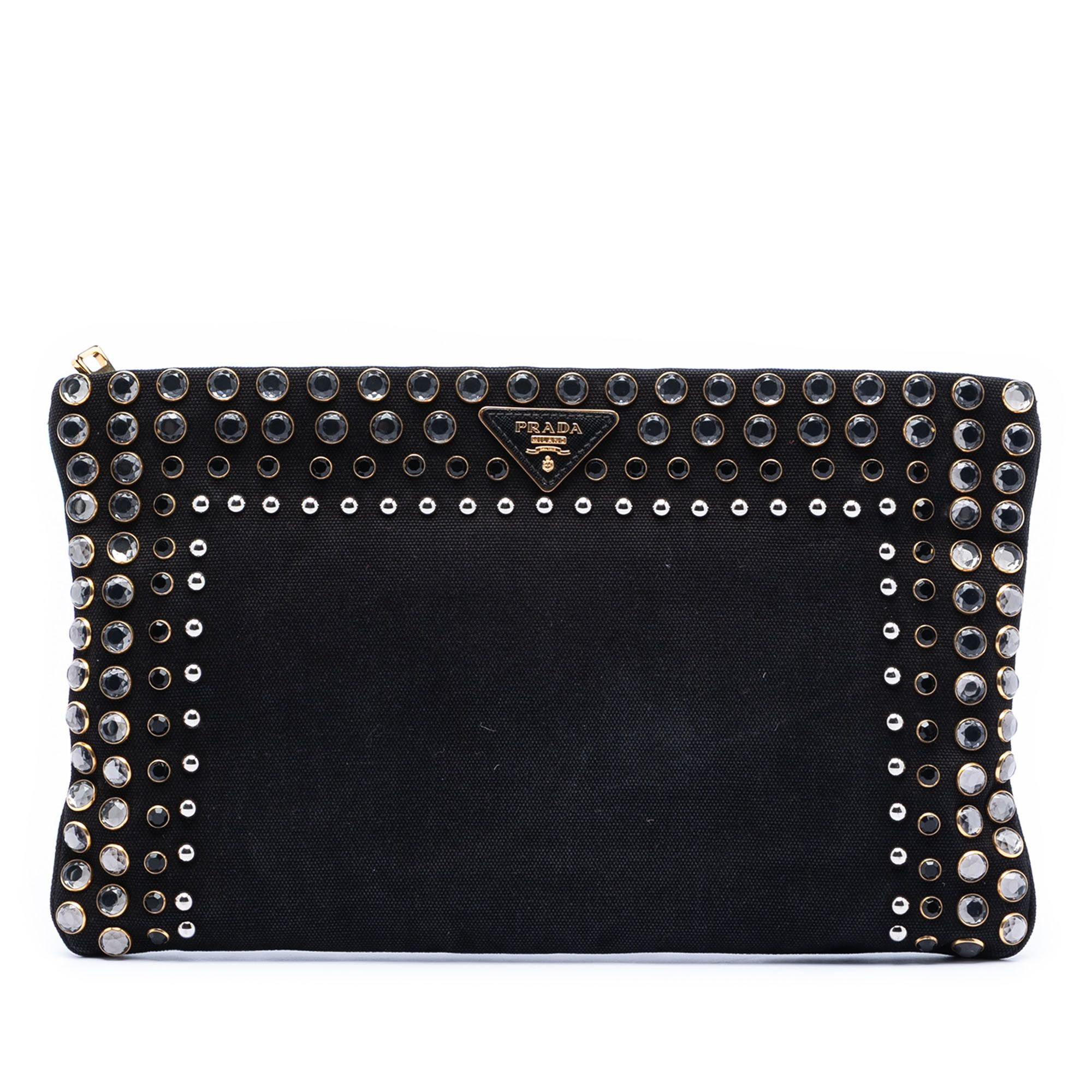 Prada Prada Canvas Canapa Studded Vernice Clutch Size ONE SIZE - 1 Thumbnail
