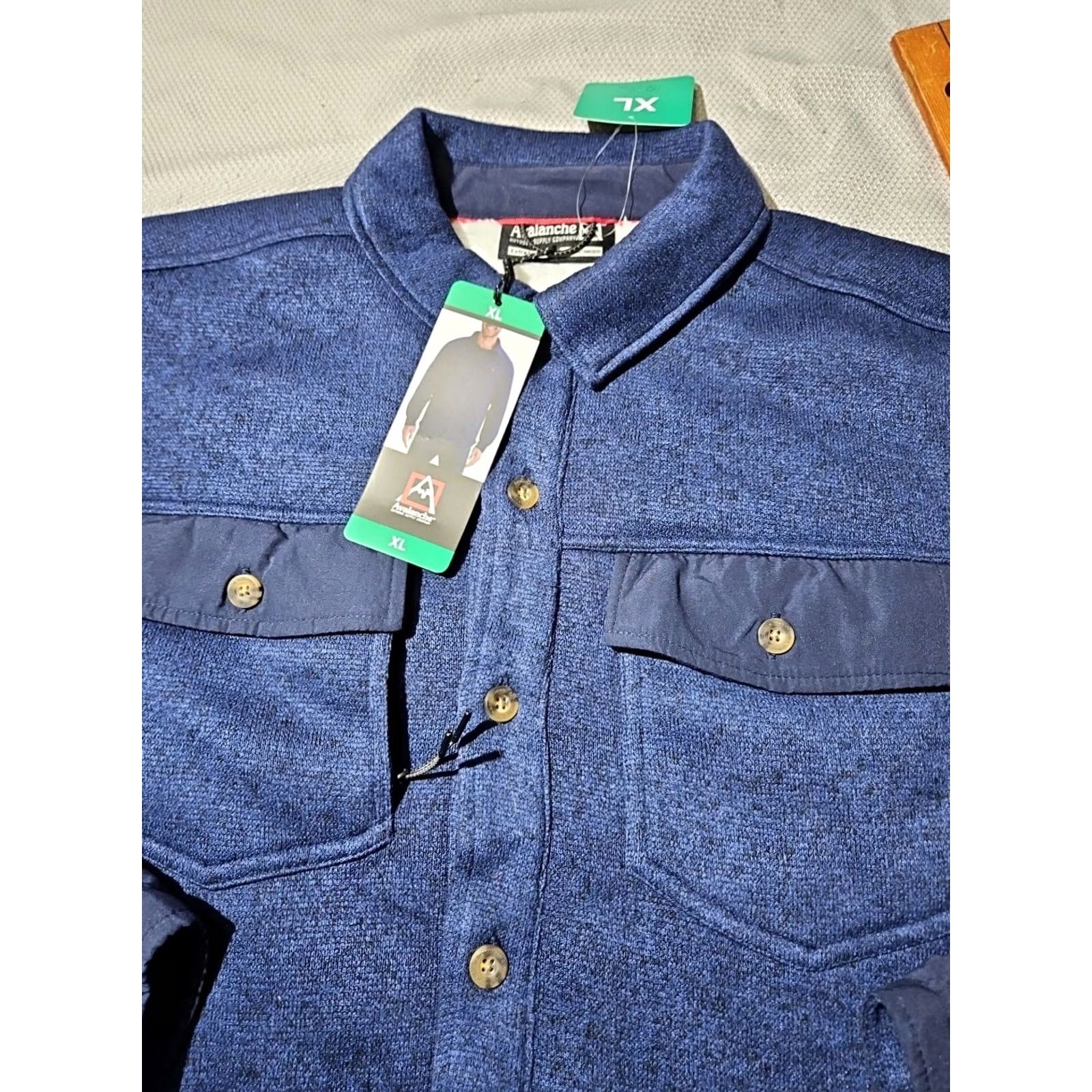 Avalanche VNT Avalanche Shirt Mens XL Blue Fleece Sherpa Lined Button Flap Pocket Shacket Size US XL / EU 56 / 4 - 2 Thumbnail