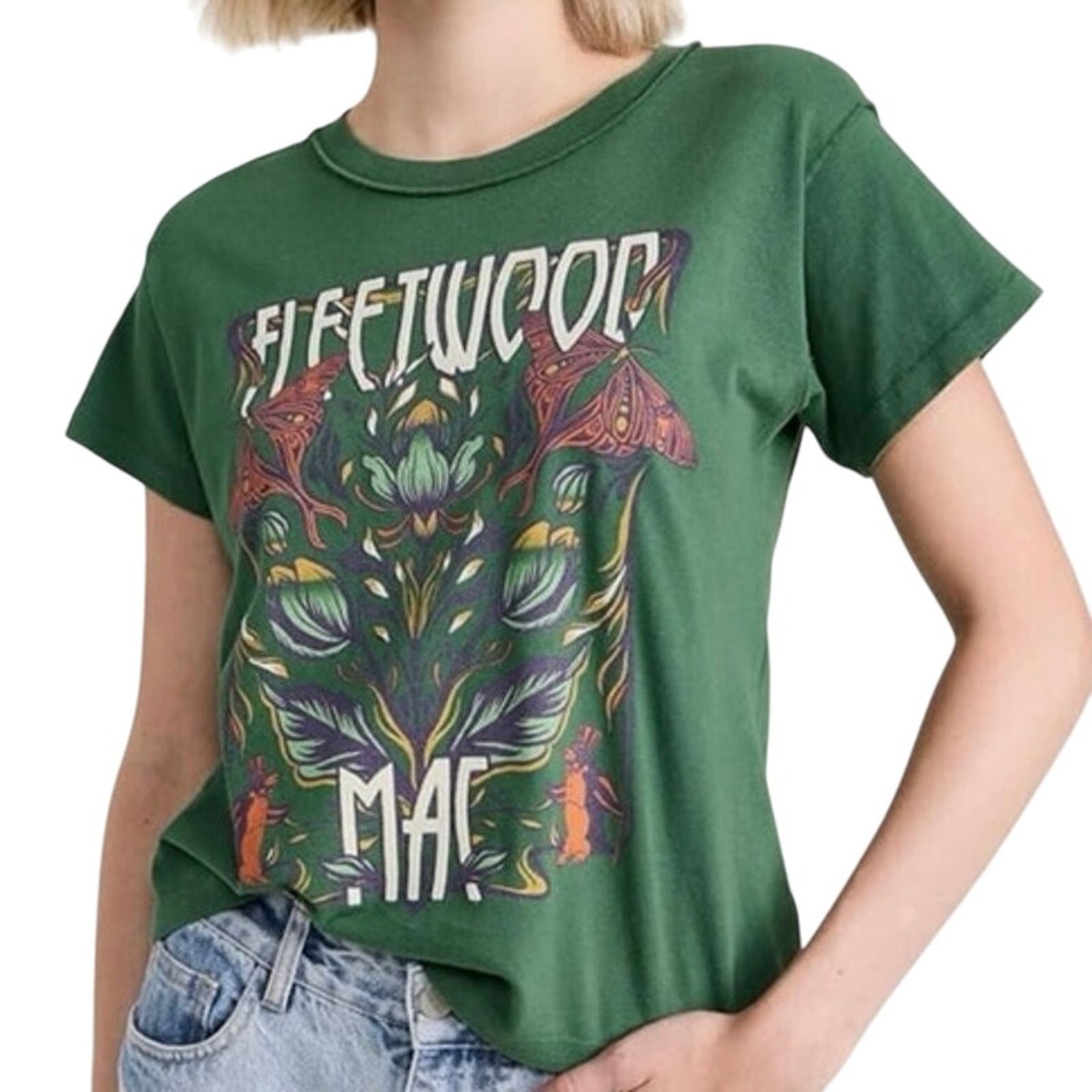 Daydreamer DAYDREAMER Fleetwood Mac Butterflies Reverse Tee in Green Size XL / US 12-14 / IT 48-50 - 6 Thumbnail
