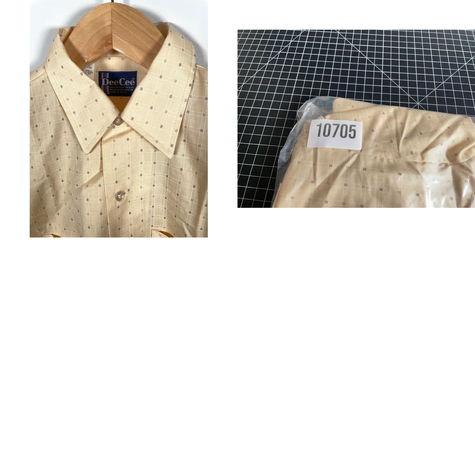 Vintage VINTAGE DeeCee Shirt Men's Medium Cream Check Pattern Lightweight Woven USA Made Size US M / EU 48-50 / 2 - 9 Thumbnail