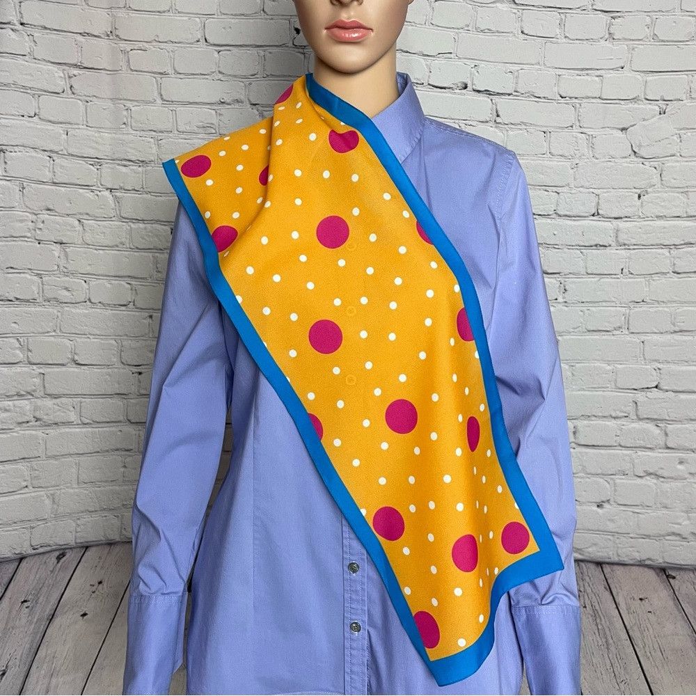 Other Liz Sinclair Vintage Orange Pink Polka Dot Scarf Made in It Size ONE SIZE - 3 Thumbnail