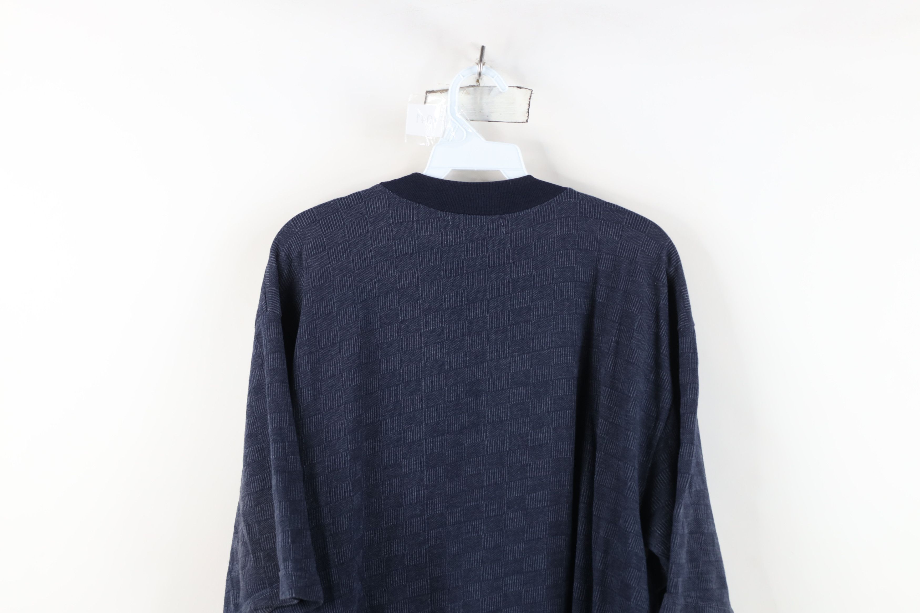 Vintage Vintage 90s Streetwear Knit Pocket T-Shirt Navy Blue Size US XL / EU 56 / 4 - 13 Thumbnail