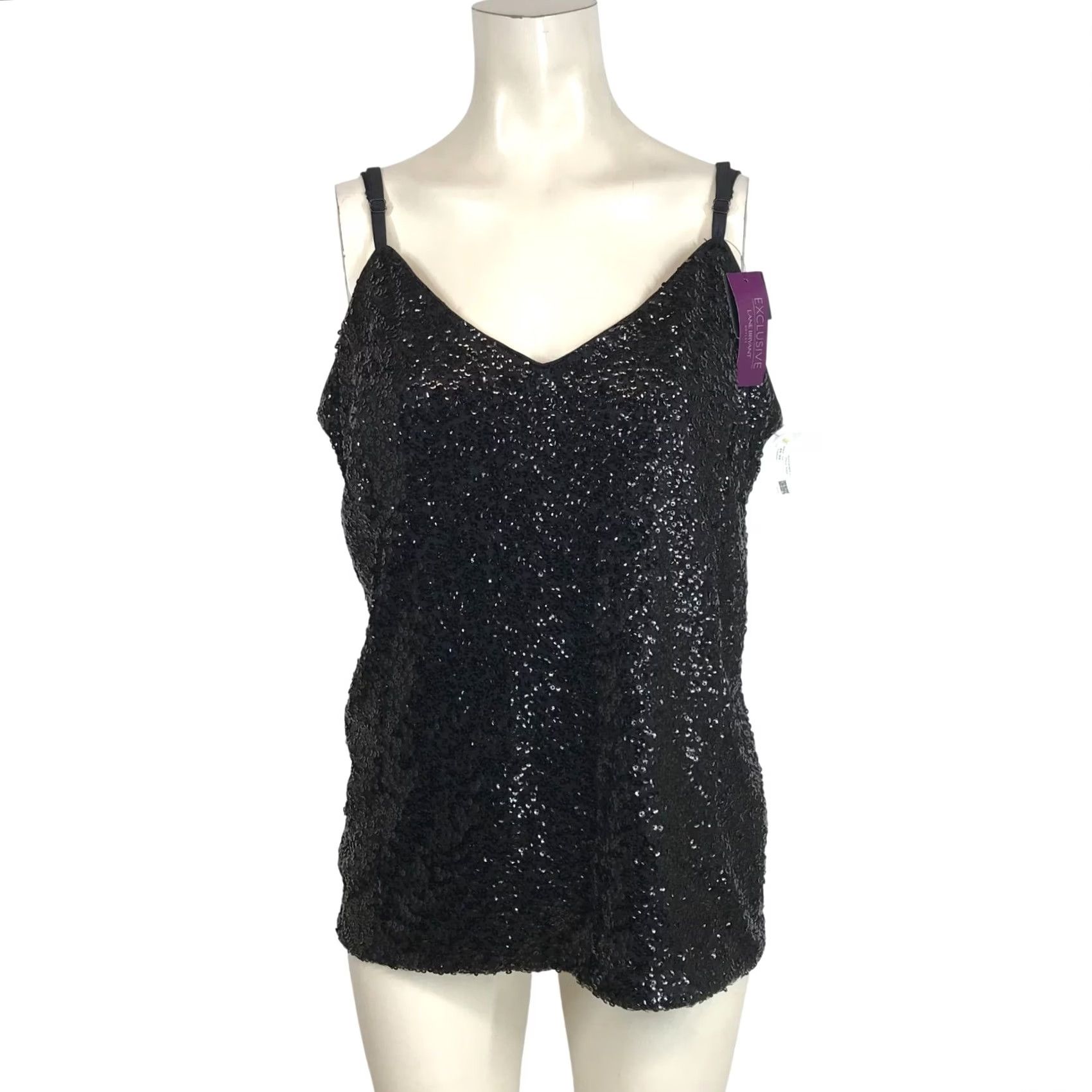 Vintage VINTAGE Lane Bryant Women’s 18/20 Black Sequin Spaghetti Strap V Neck Tank Top Shirt Women 18/20 Black Sequin Spaghetti Strap V-Neck Tank Top Size XXL / US 16-18 / IT 52-54 - 2 Thumbnail