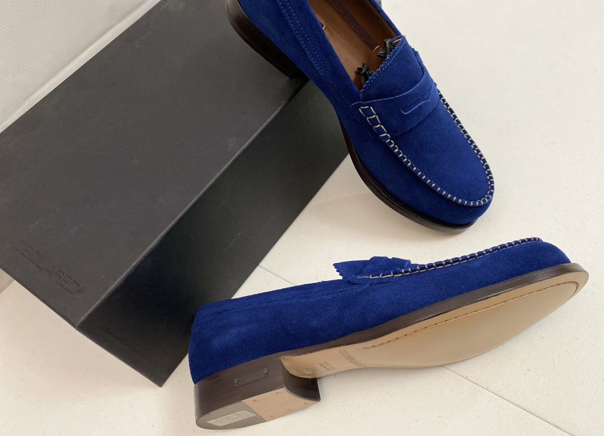 Dsquared2 Dsquared2 🇮🇹 Blue Velour Suede Uni Penny Loafer 8.5 NEW Size US 8.5 / EU 41-42 - 15 Thumbnail