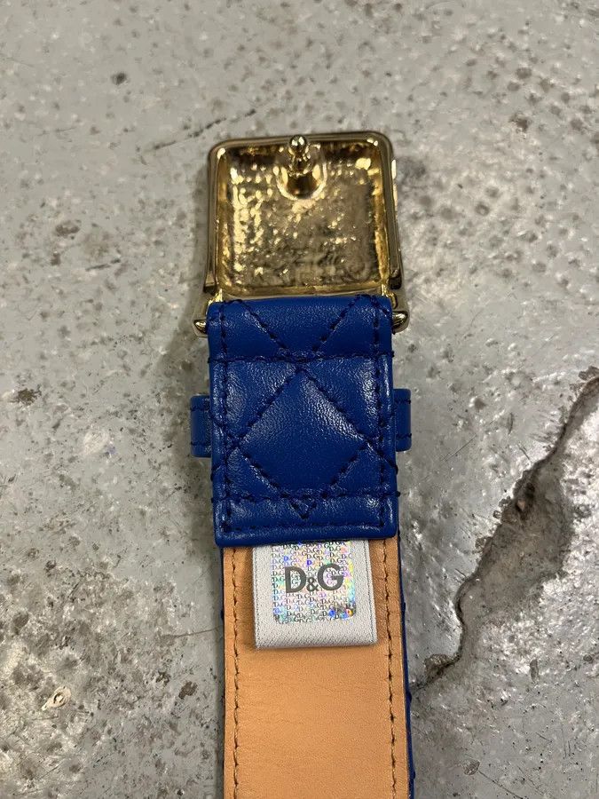 Dolce & Gabbana × Vintage 2000s Dolce & Gabbana Navy Leather Belt Size ONE SIZE - 6 Thumbnail