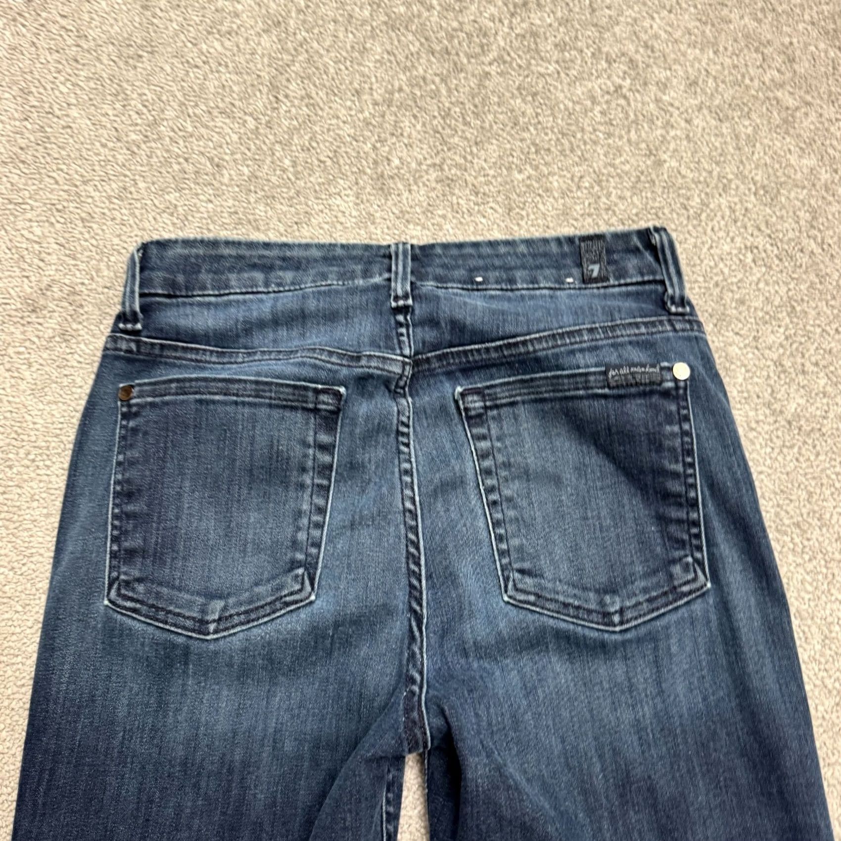 7 For All Mankind 7 For All Mankind The High Waist Skinny Jeans Womens 27 Blue Dark Wash Size 26" / US 2 / IT 38 - 4 Thumbnail