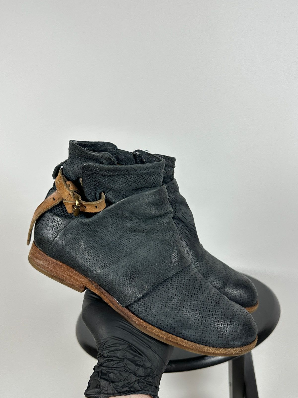 A.S.98 A.S.98. Airstep Navy Blue Leather Biker Ankle Boots Size US 8 / IT 38 - 9 Thumbnail