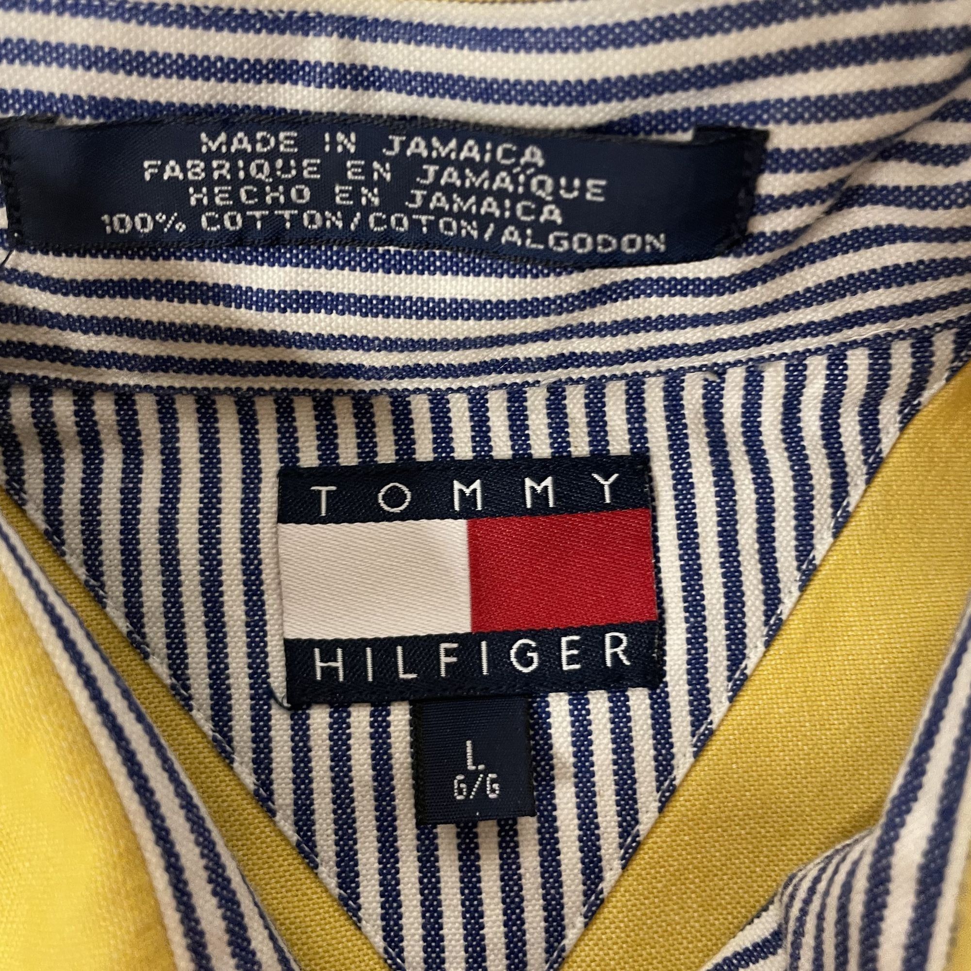 Tommy Hilfiger Vtg Tommy Hilfiger SOLID YELLOW Oxford Flag Streetwear Shirt Size US L / EU 52-54 / 3 - 3 Thumbnail