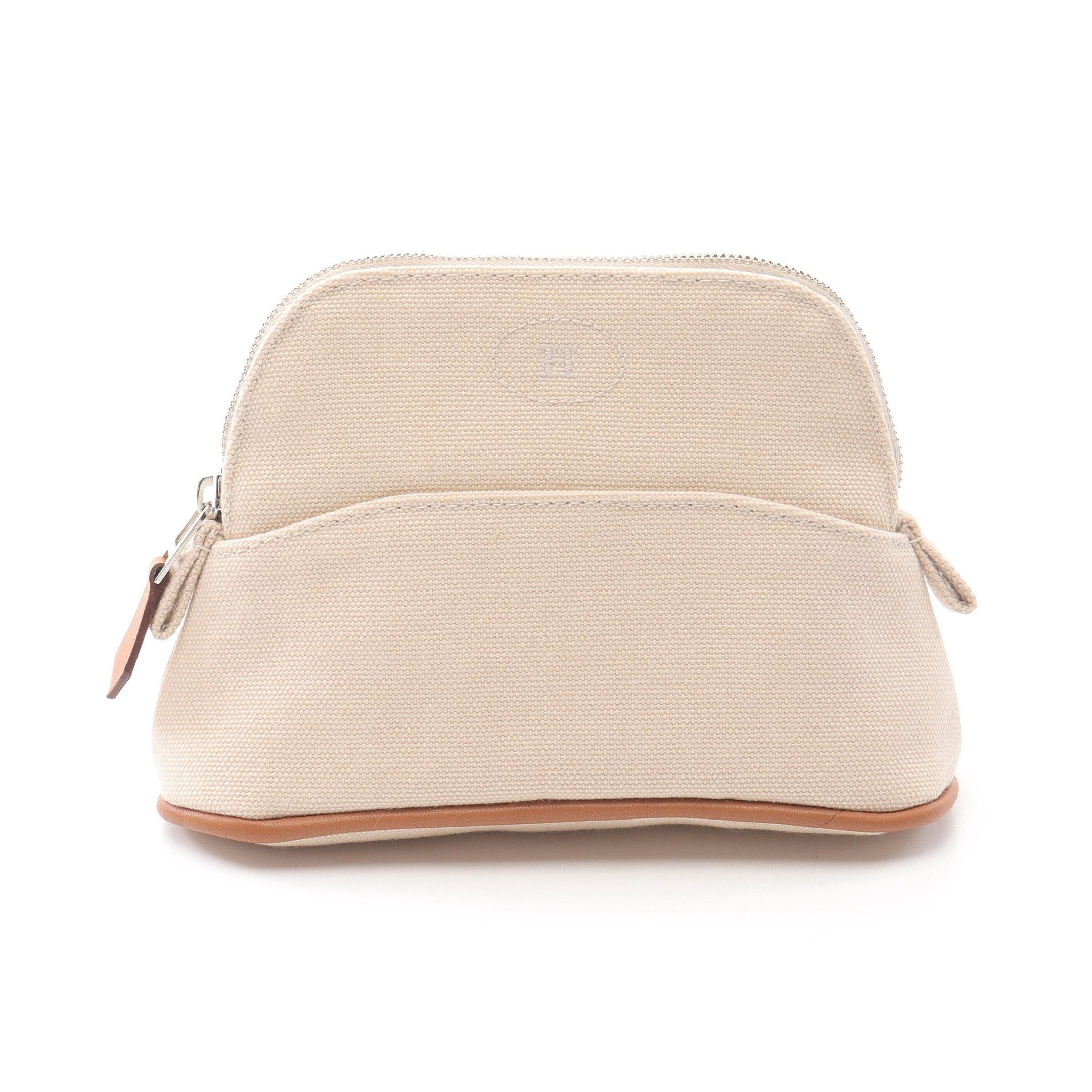 Hermes Hermes Bolide Pouch 15 Mini Canvas Leather Light Beige Brown Silver Hardware Size ONE SIZE - 1 Thumbnail
