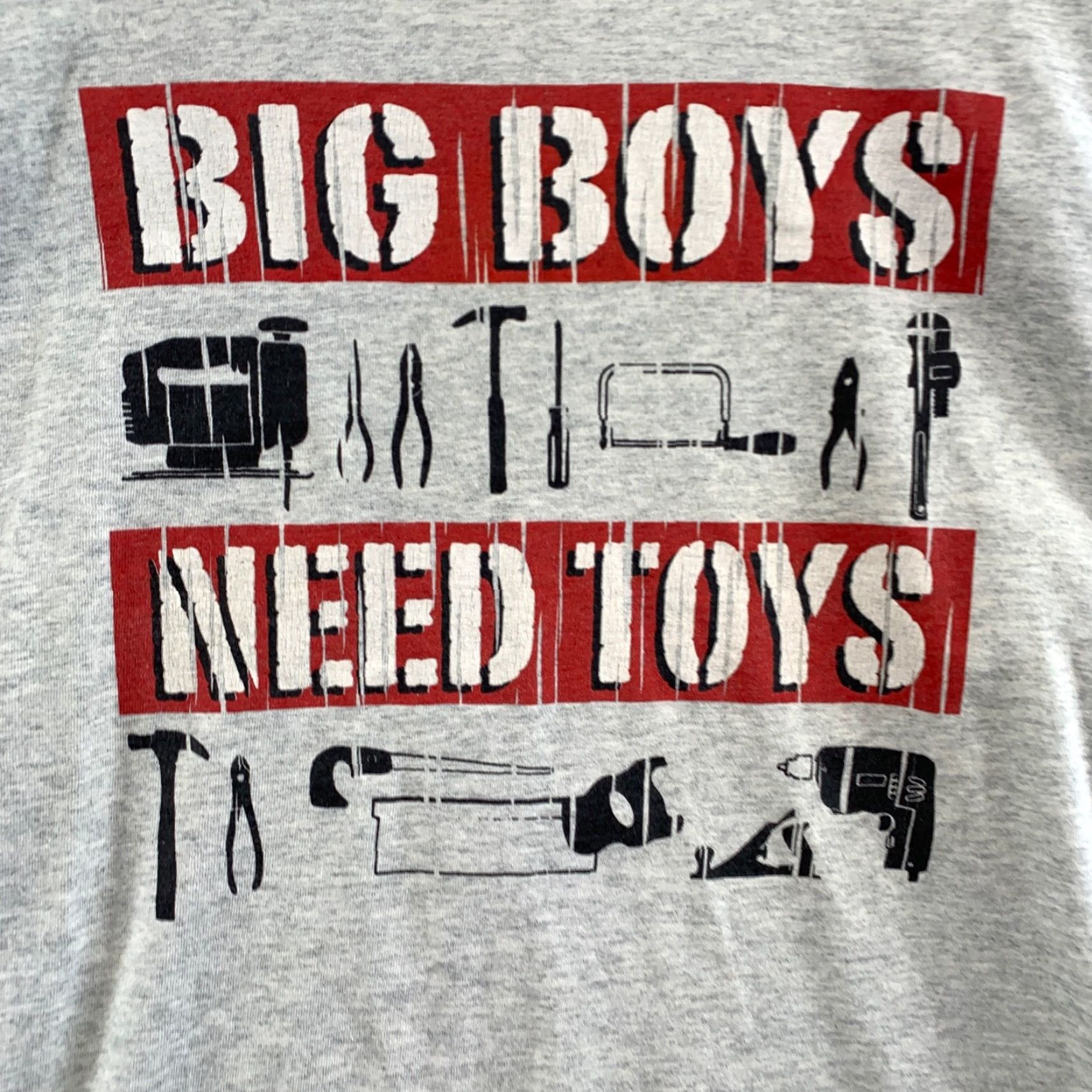 Fruit Of The Loom Vintage Big Boys Needs Toys Shirt Adult L Gray Short Sleeve Tool Graphic Outdoor Size US L / EU 52-54 / 3 - 7 Thumbnail