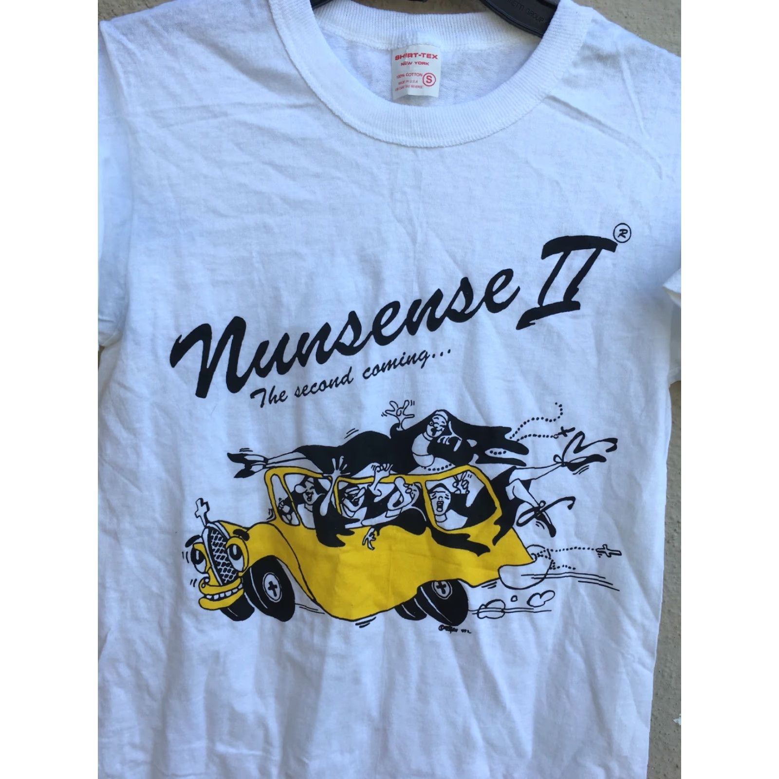 Vintage VINTAGE SHIRT-TEX T-Shirt S White Unisex Made In USA Nunsense II The Second Coming Graphic Tee 100% Cotton Short Sleeve Mens Womens Girls Boys Size US S / EU 44-46 / 1 - 5 Thumbnail