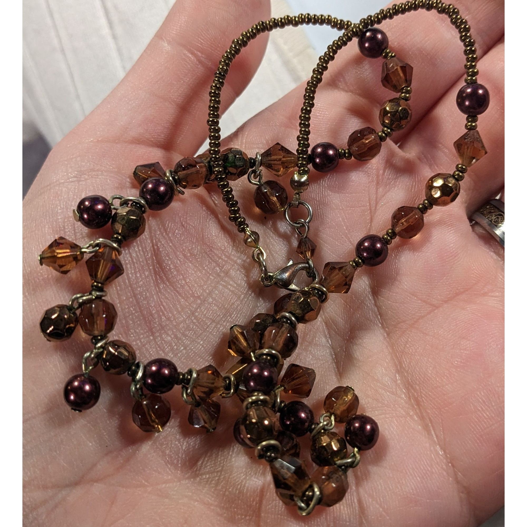 Other Rustic Brown Glass Faux Pearl Beaded Fringe Necklace Size ONE SIZE - 5 Thumbnail