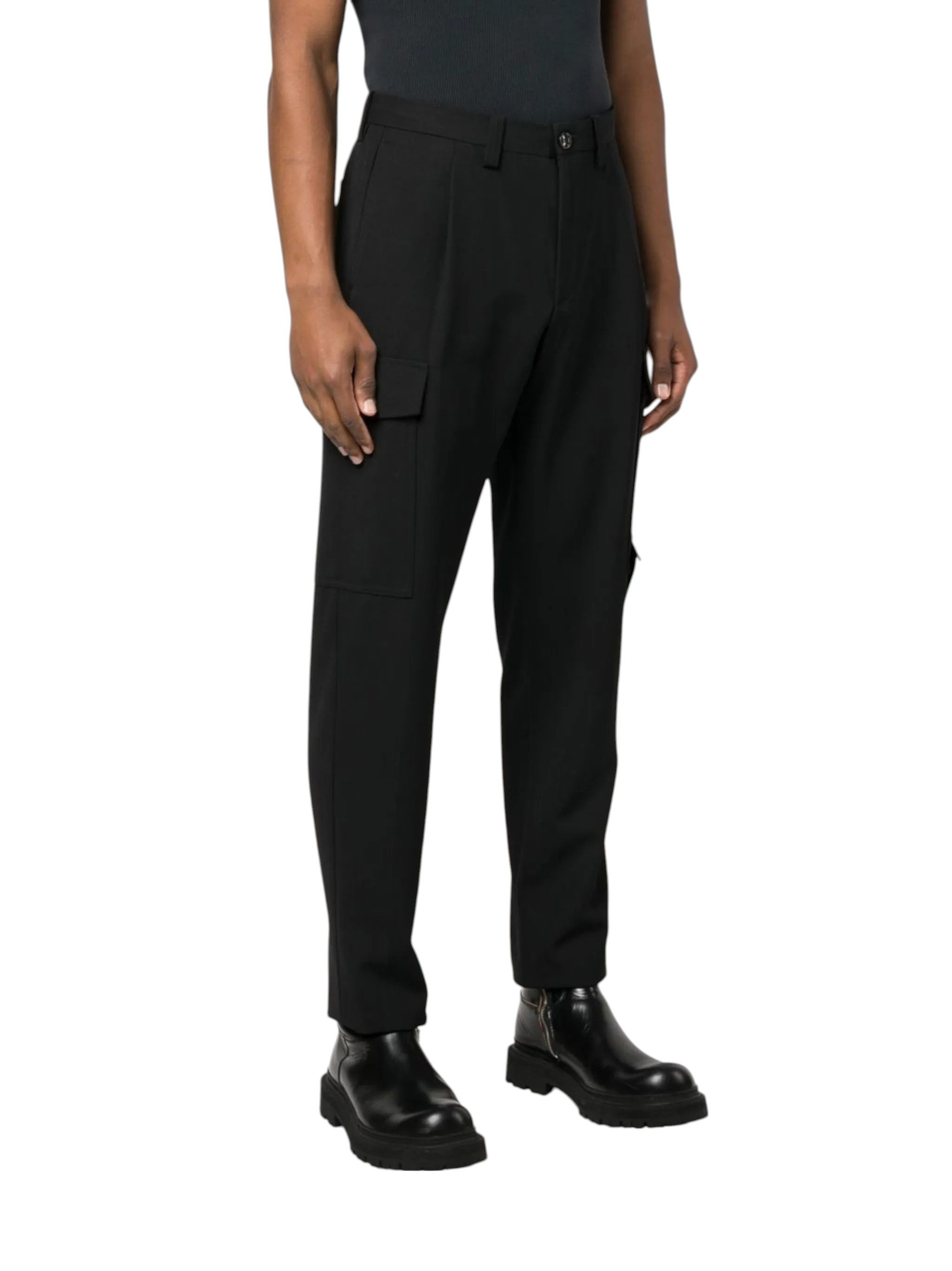 Diesel P-RHEE-NW W29 Black Wool Blend Pleated Zip Cargo 85383 Size US 29 - 1 Thumbnail