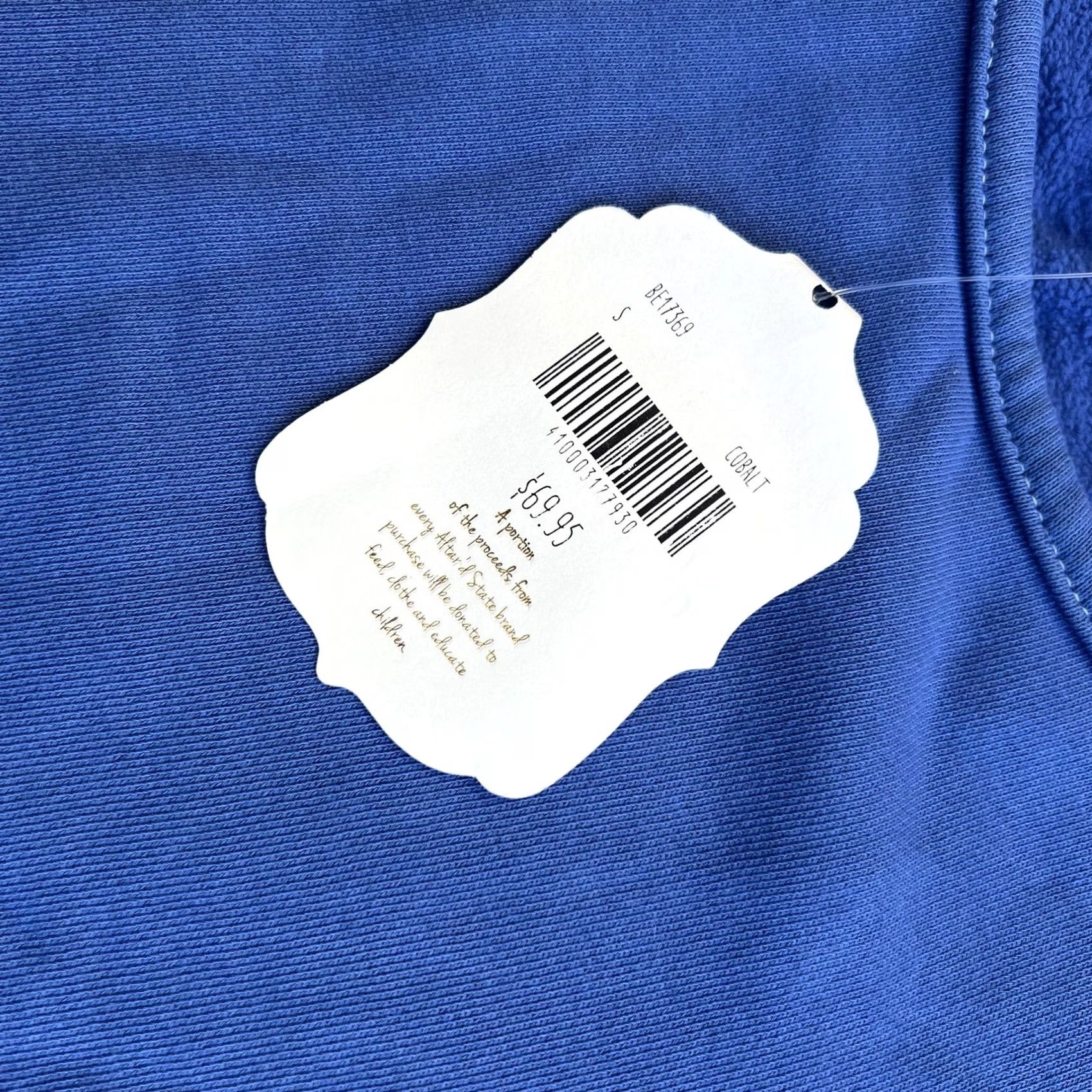Vintage Altar'd State Shirt Womens Small Blue Cobalt Ruffle Sleeve Terry Knit Cotton Size S / US 4 / IT 40 - 3 Thumbnail