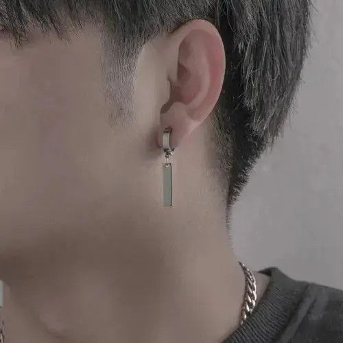 Other Men’s Titanium Steel Geometric Triangle Square Drop Earrings Size ONE SIZE - 4 Thumbnail