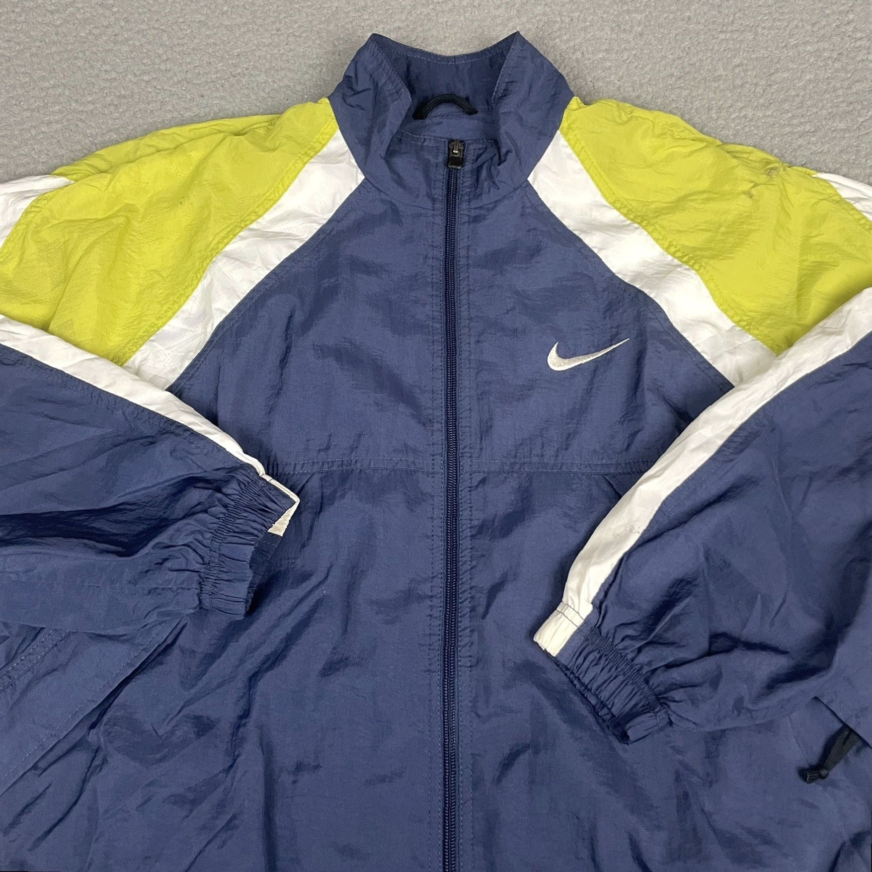 Nike VINTAGE Nike Windbreaker Jacket Mens Large Blue 90s Swoosh Check Coat Size US L / EU 52-54 / 3 - 2 Thumbnail