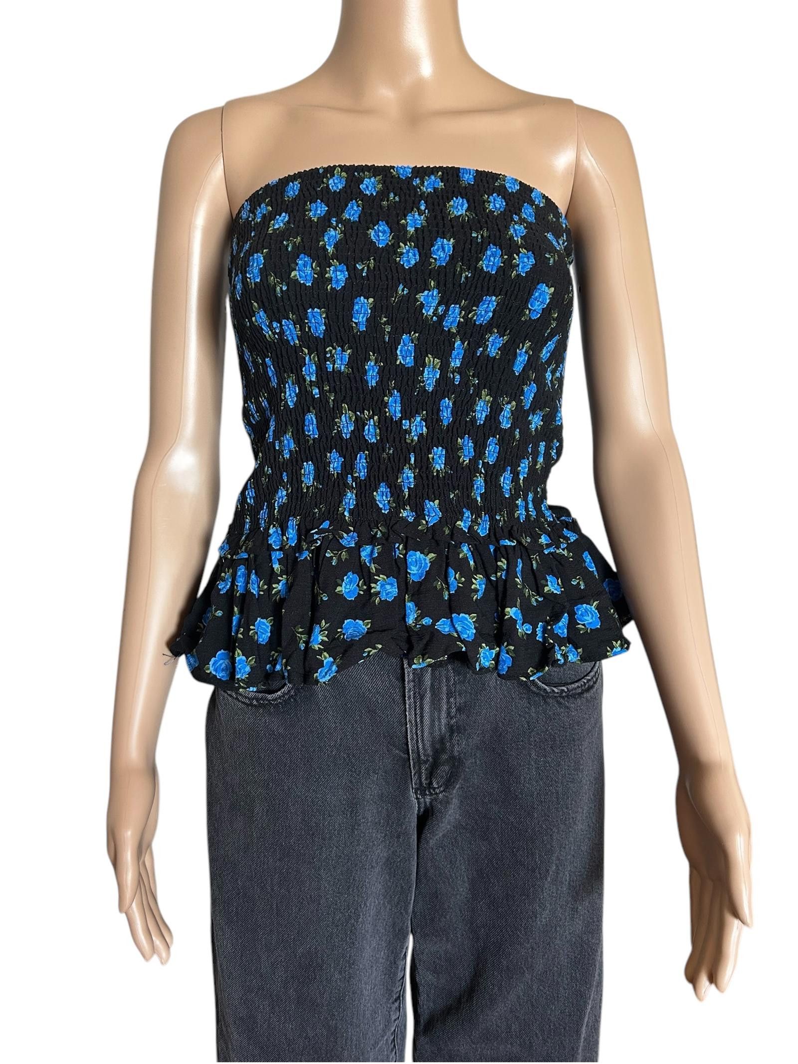 Designer Floral Strapless Peplum Top Size XS / US 0-2 / IT 36-38 - 1 Thumbnail