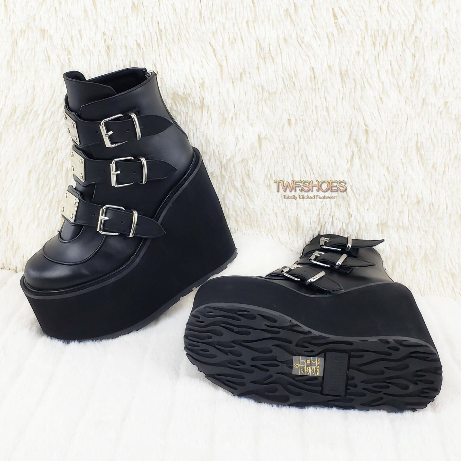 Demonia Cult DEMONIA Swing 105 Black Matte Ankle Boot 5.5" Platform NY (U Size US 10 / IT 40 - 4 Thumbnail