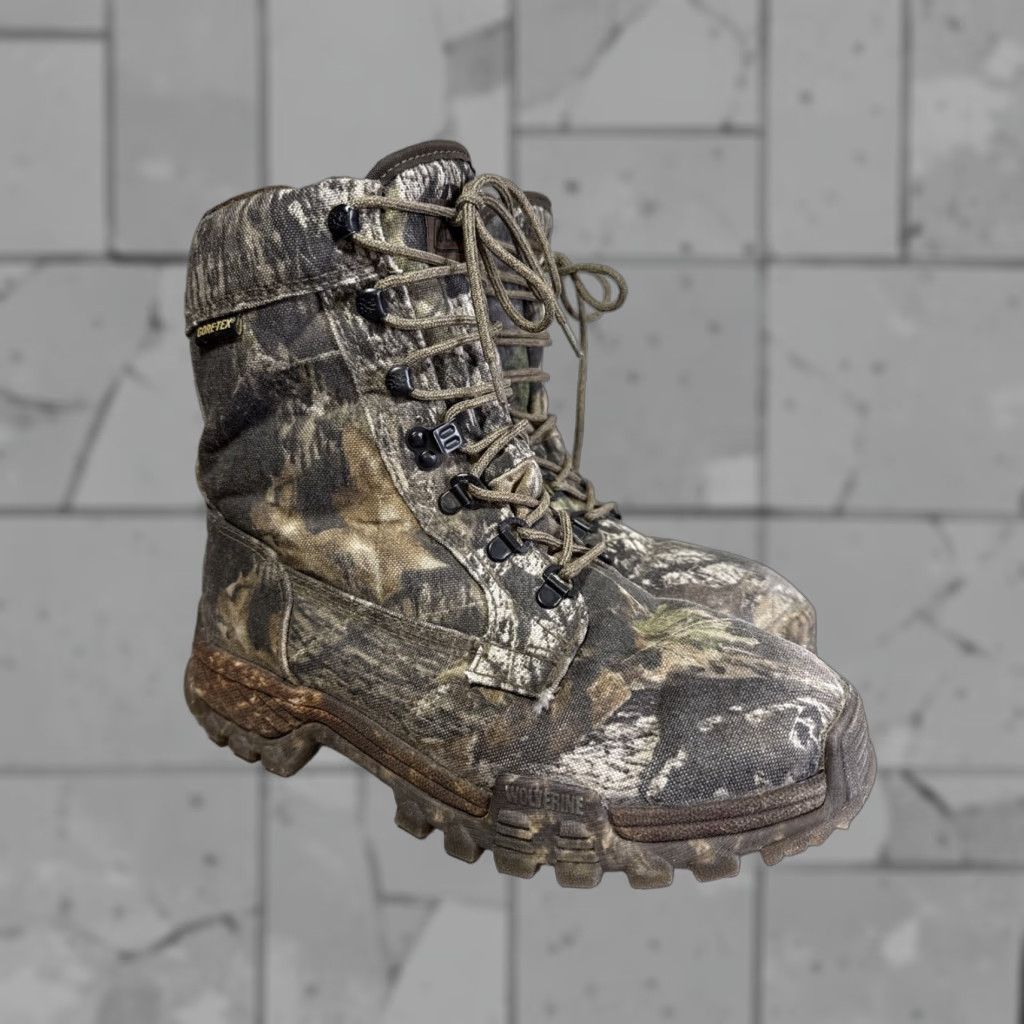 Vintage Wolverine Mossy Oak Gore-Tex Thinsulate Camo Boots Size 9M Mens Adult Brown Boots Camouflage Workwear Leather? Rubber Outsole Size US 9 / EU 42 - 1 Thumbnail